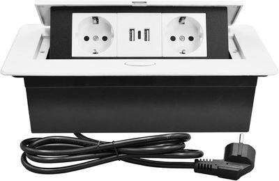 Simmpatuu Listwa zasilająca z 2 gniazdami oraz 2 USB + typ C, chowane gniazdko.