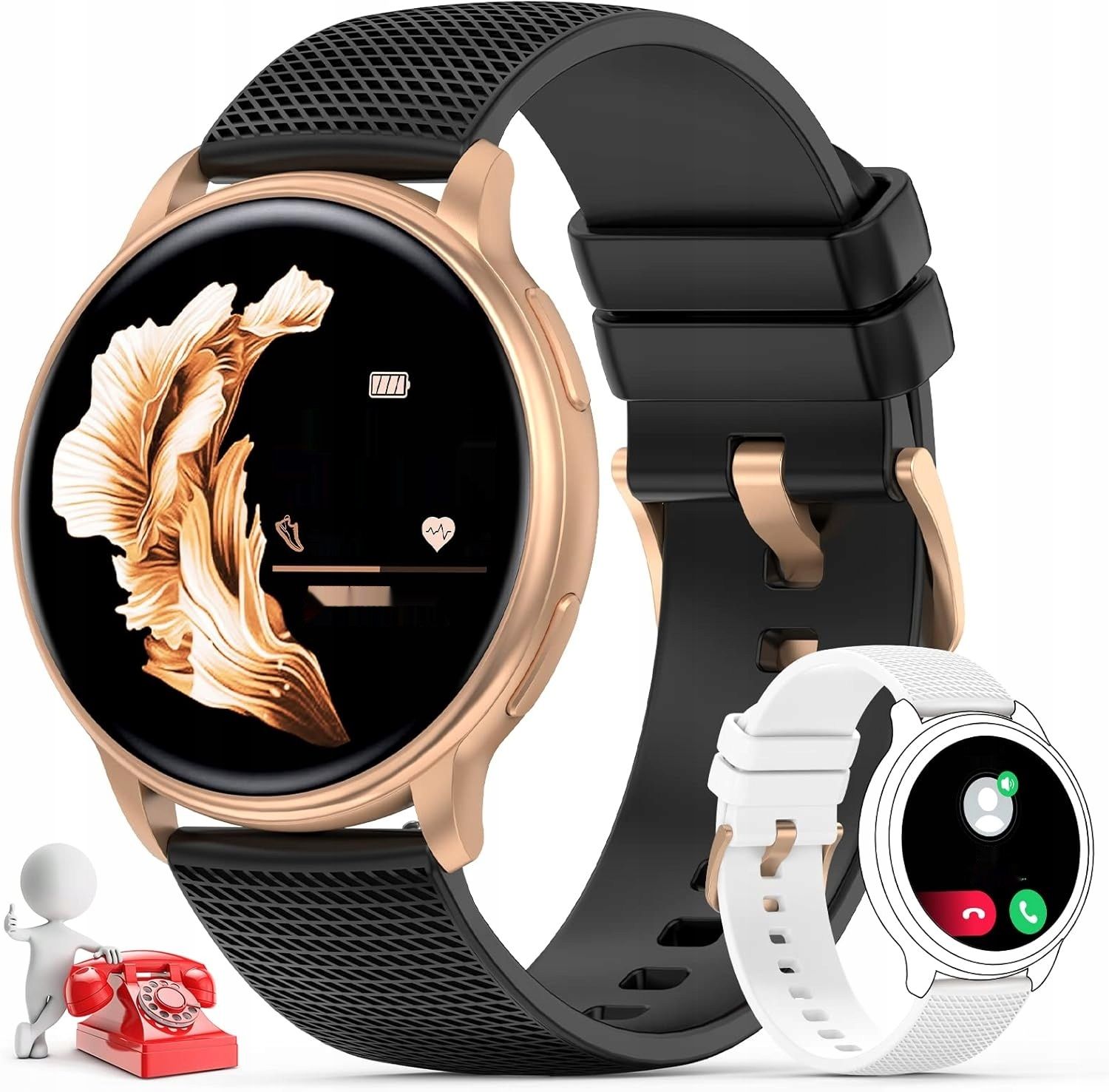 Smartwatch z funkcją telefonu, zegarek z dotykowym ekranem 1,32 cala, IP67.