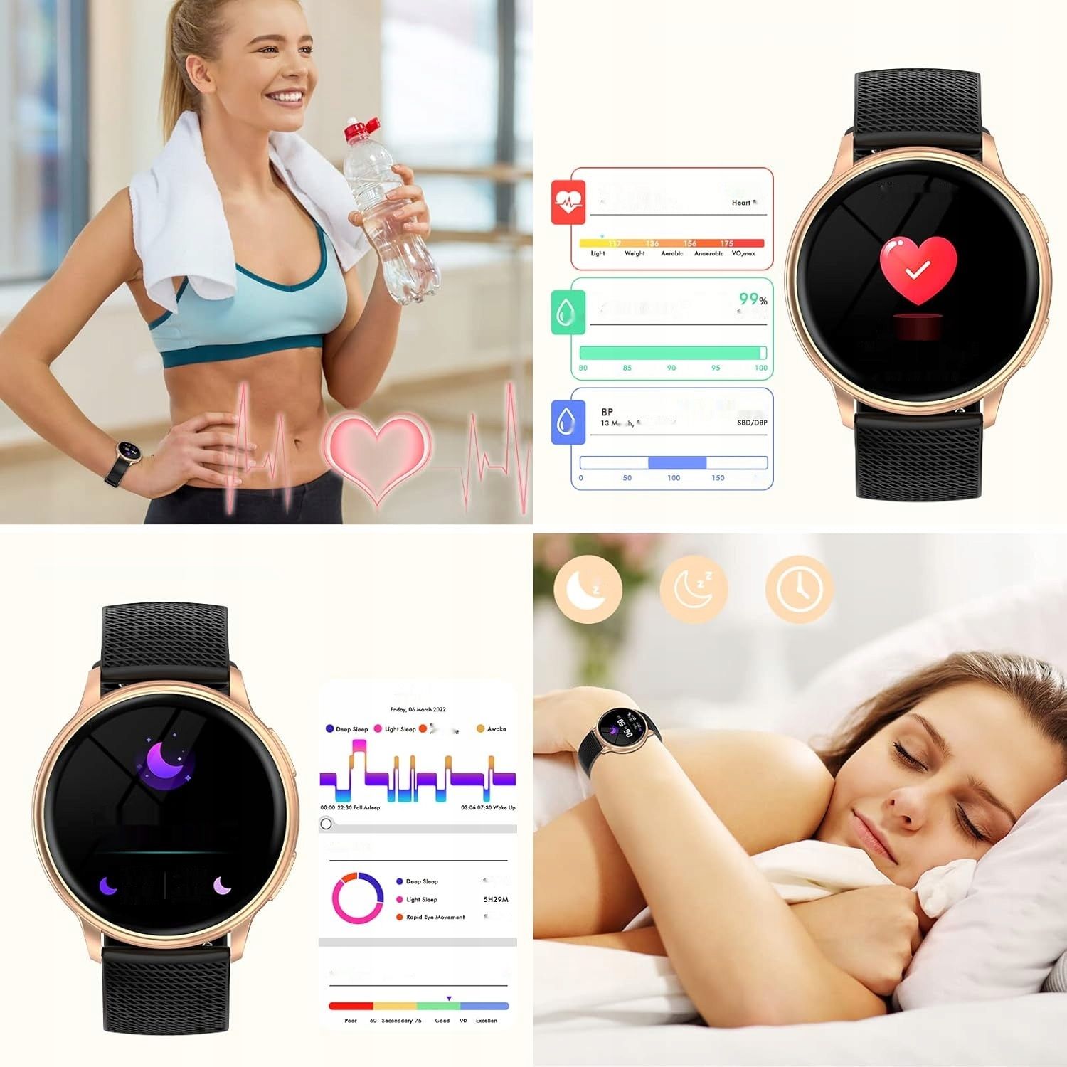 Smartwatch z funkcją telefonu, zegarek z dotykowym ekranem 1,32 cala, IP67.