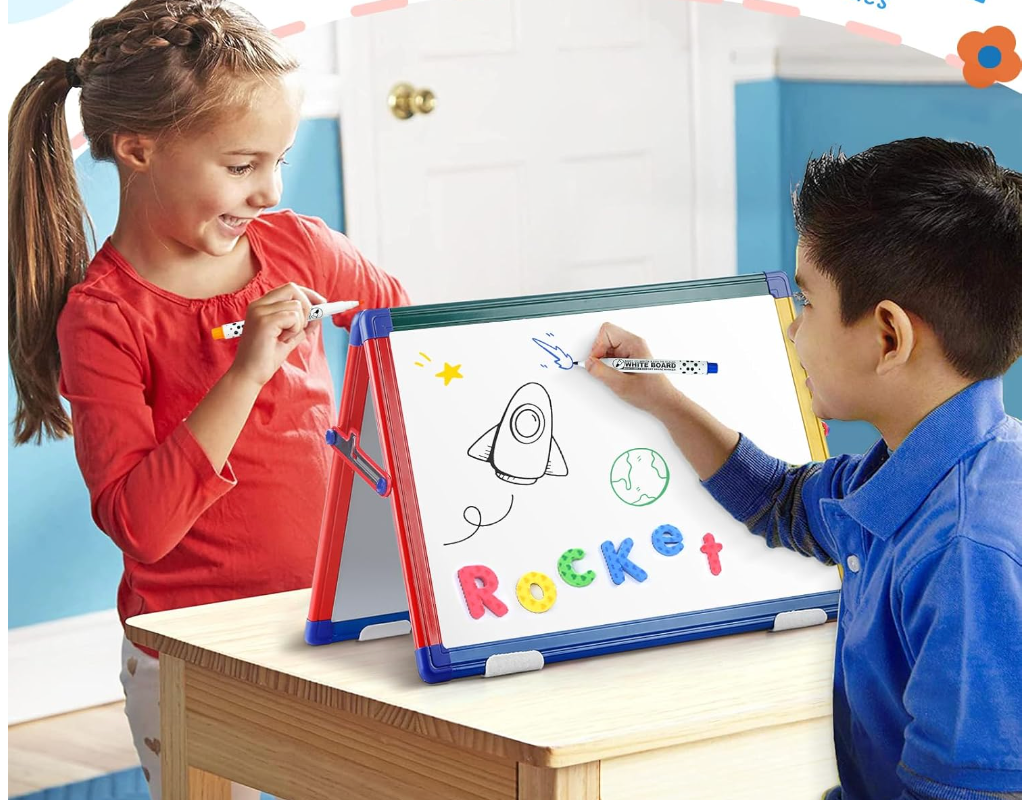 Dwustronna tablica magnetyczna Desktop Dry Erase Easel, mała tablica suchościeralna na biurko