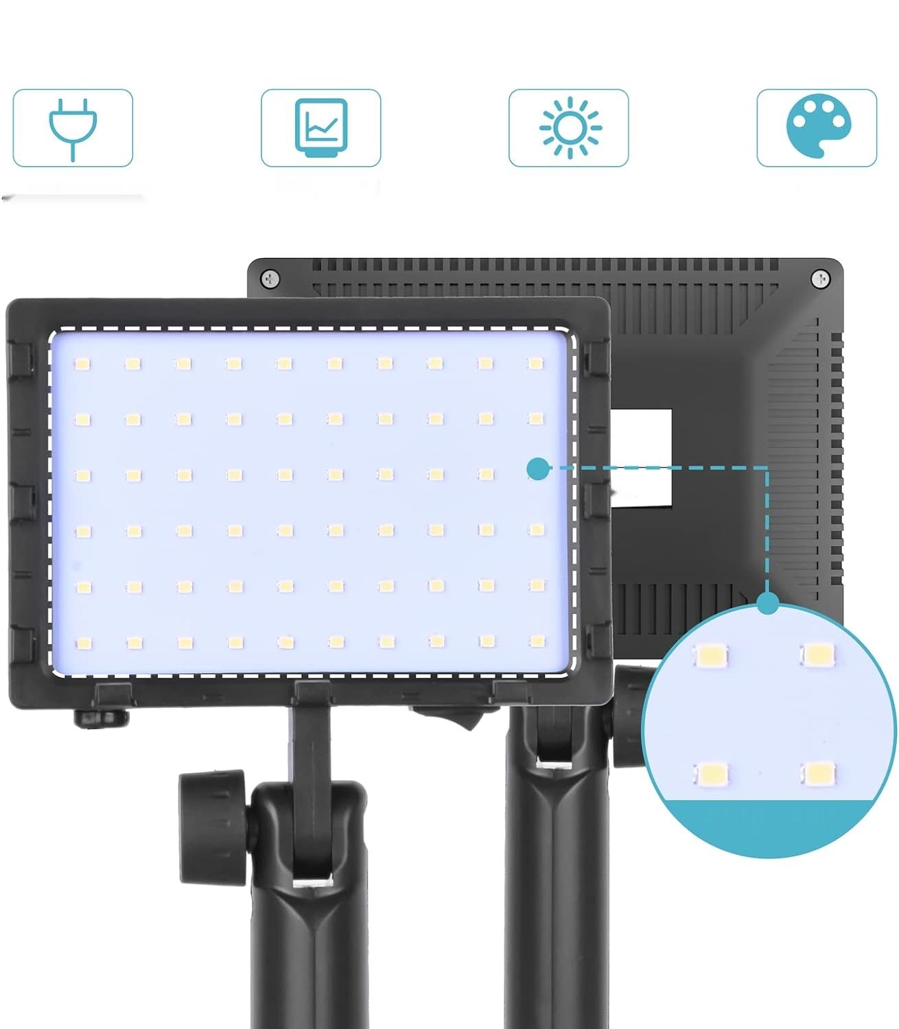 EMART Zestaw 2 Lamp LED do Fotografii 5500 K z Wtyczką EU