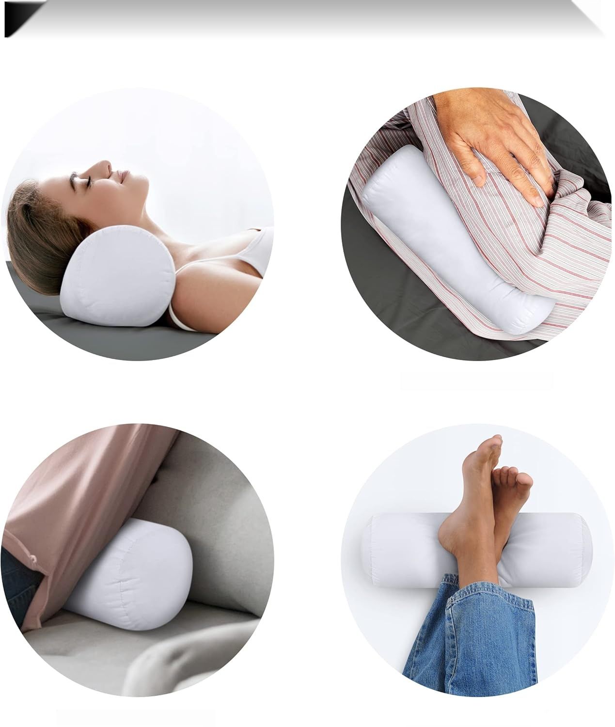 Utopia Bedding Zestaw 2 rolek pod kark 15 x 40 cm, poduszka kolano, biały
