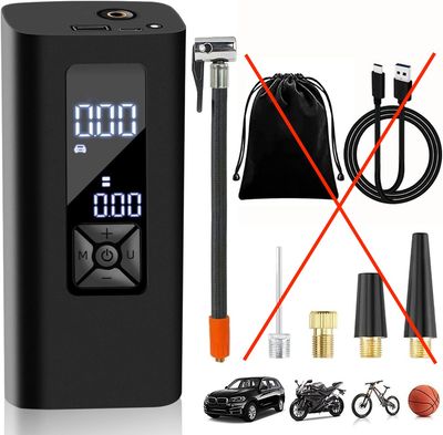 Pompka Rowerowa 8000mAh, USB-C, Power Bank, 150PSI do Samochodów, Rowerów
