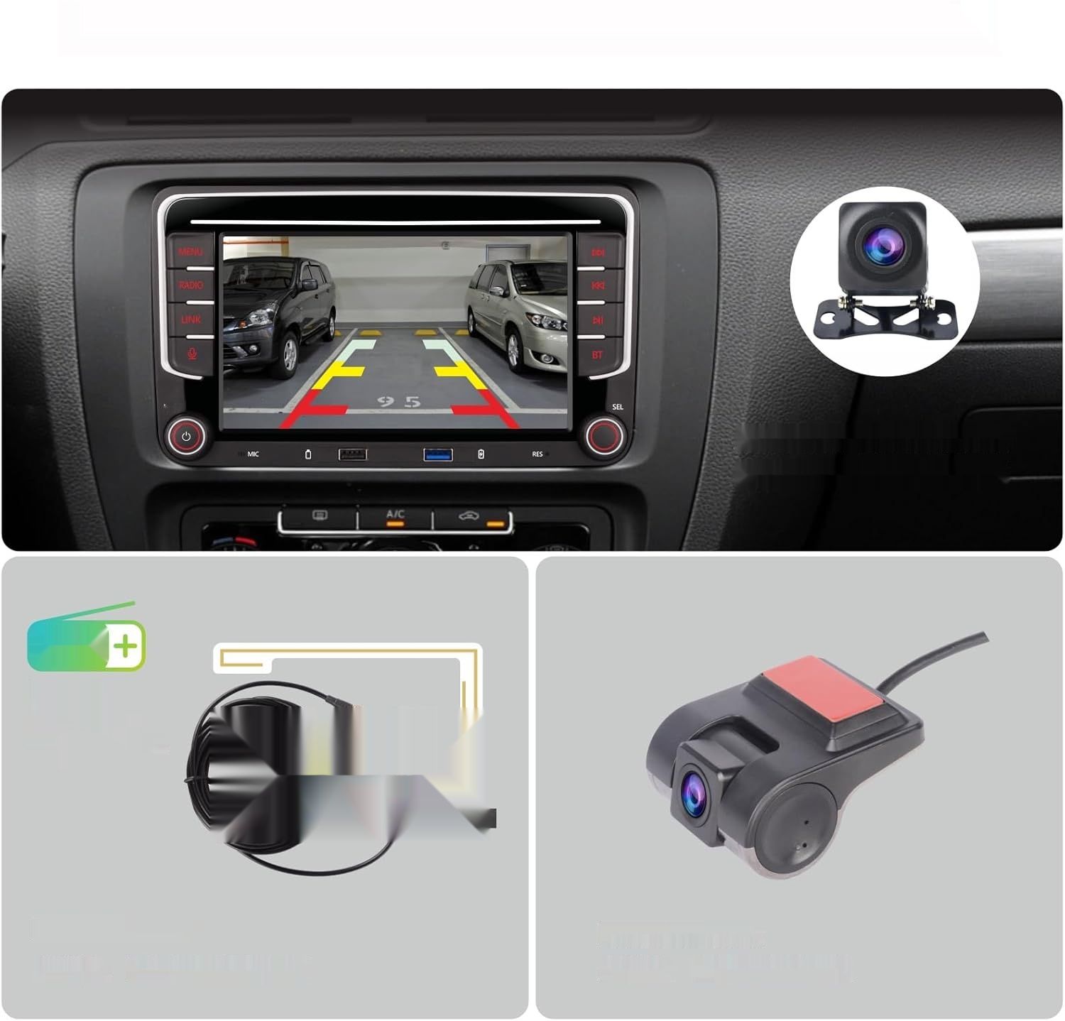 YZKONG Radio Samochodowe z Bezprzewodowym Carplay, model VW Passat/Golf.