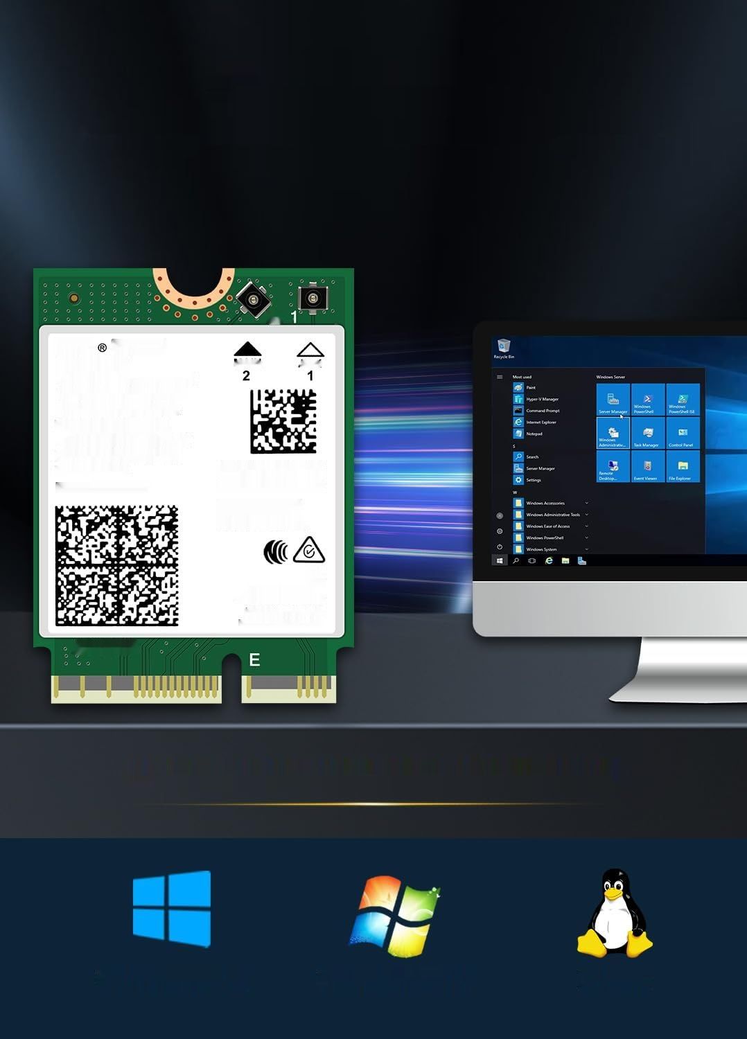 Karta WiFi 7 Intel BE200 NGW, Bluetooth 5.4, 5800Mbps M.2/NGFF, Windows/Linux.