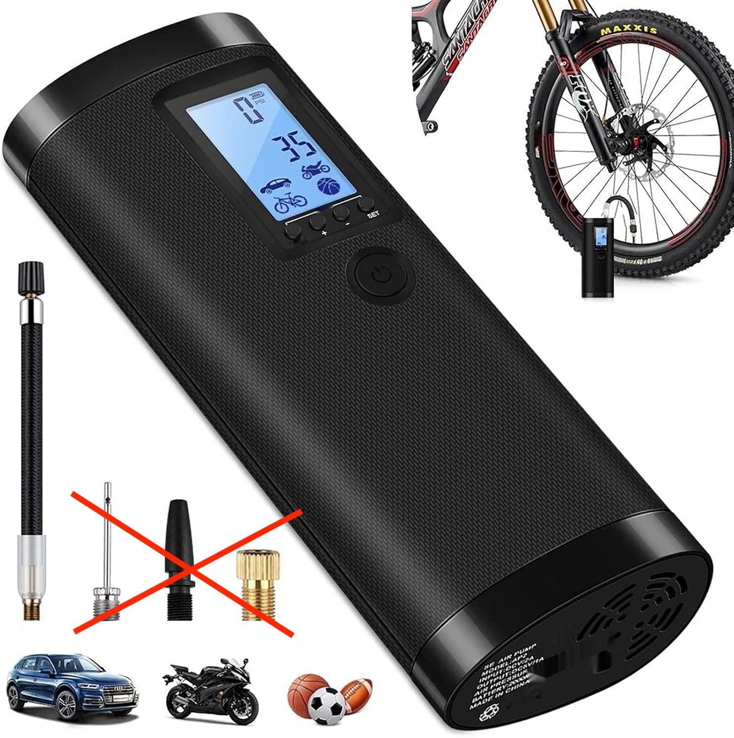 VEEAPE pompka powietrza 10,3 bar, 150 psi, LCD, LED, do auta i roweru