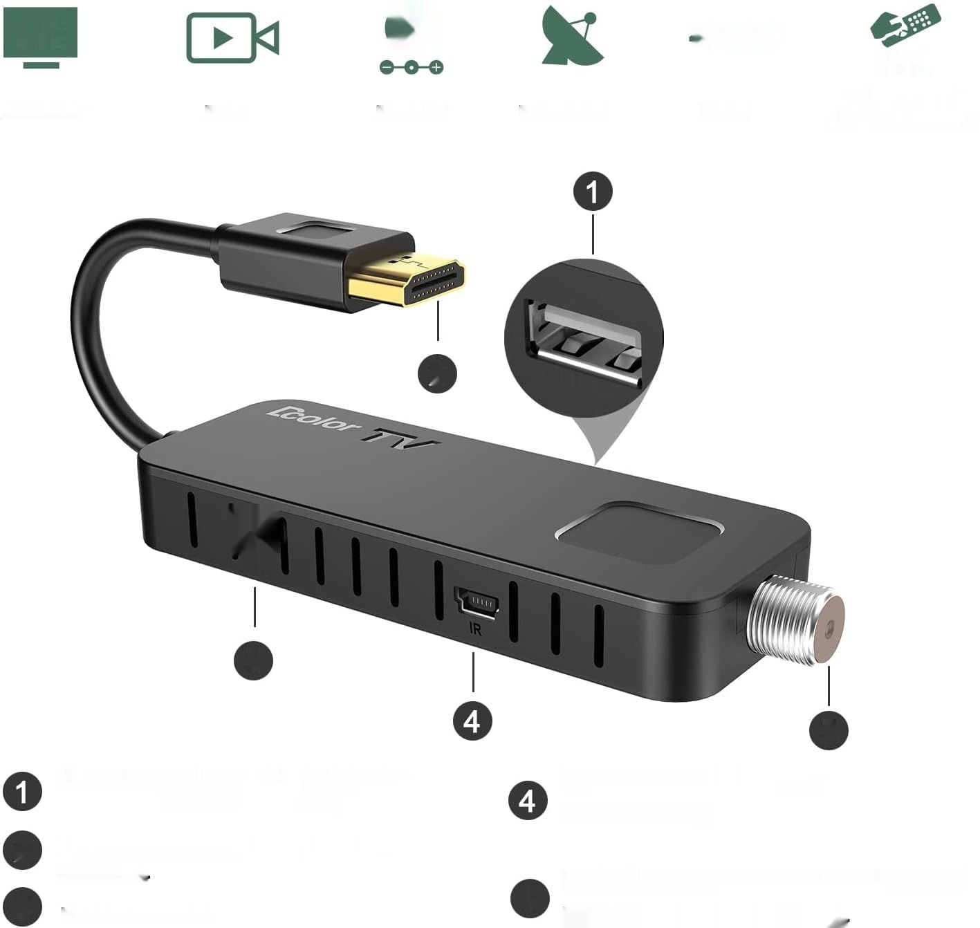 Dcolor DVB-S/S2 Stick TV HDMI Full HD 1080P USB2.0 PVR Astra Hotbird