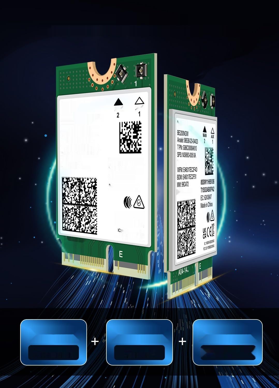 Karta WiFi 7 Intel BE200 NGW, Bluetooth 5.4, 5800Mbps M.2/NGFF, Windows/Linux.
