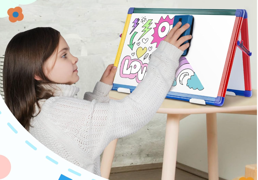 Dwustronna tablica magnetyczna Desktop Dry Erase Easel, mała tablica suchościeralna na biurko