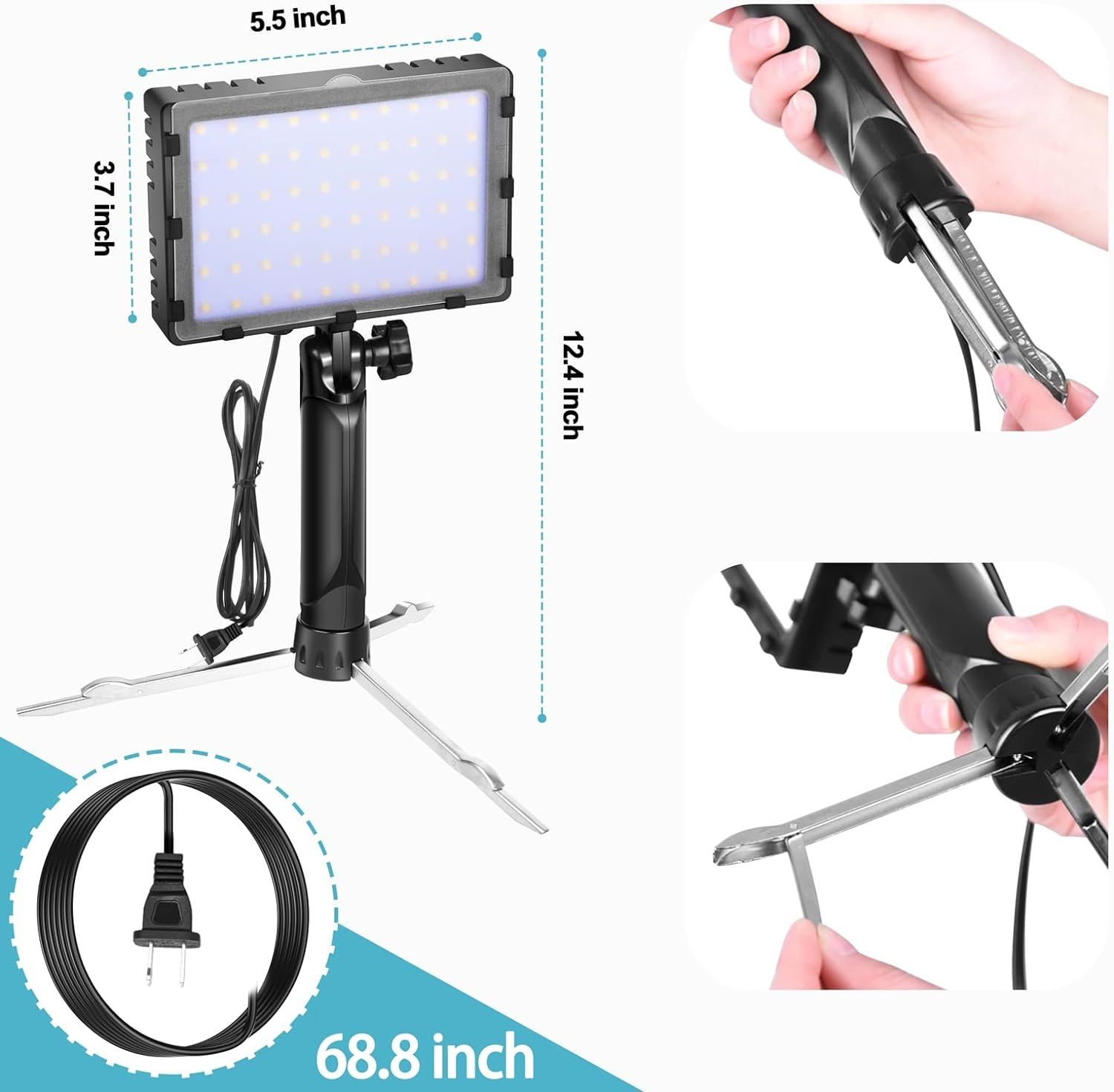 EMART Zestaw 2 Lamp LED do Fotografii 5500 K z Wtyczką EU