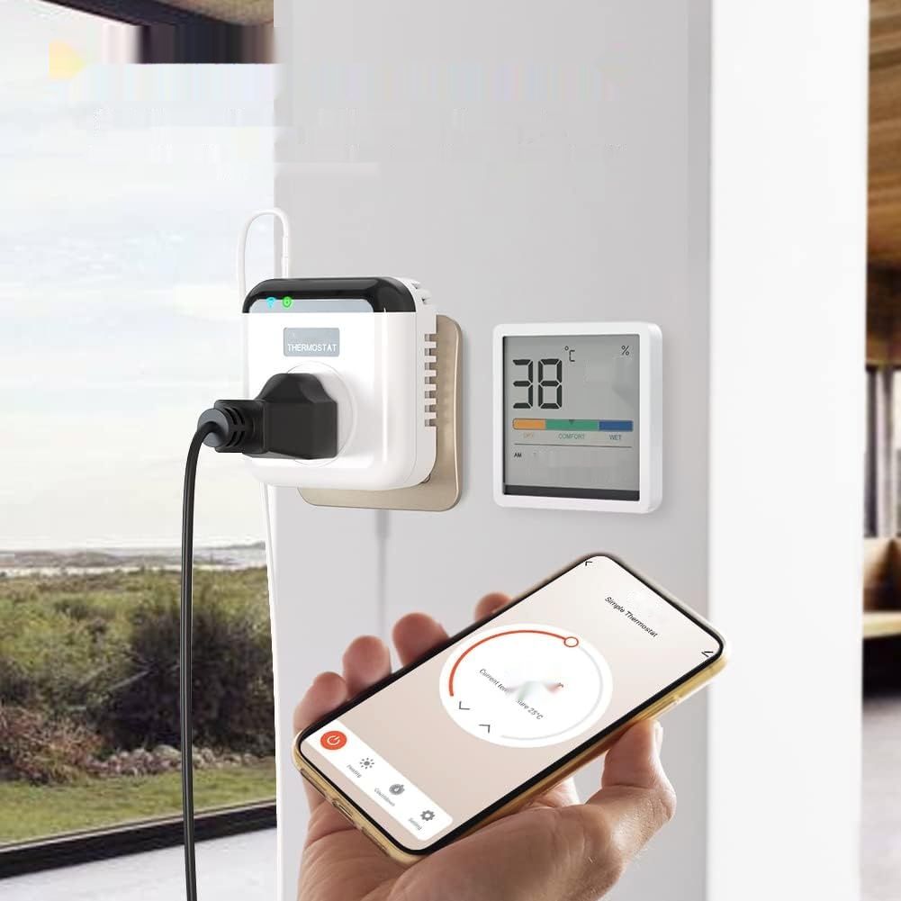 Programowalne gniazdo termostatu WiFi, zgodne z Alexa, Echo, Google Assistant