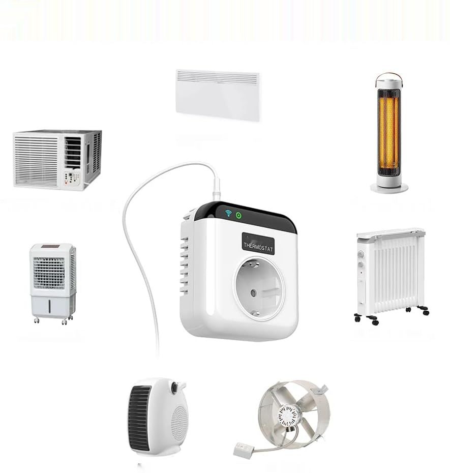 Programowalne gniazdo termostatu WiFi, zgodne z Alexa, Echo, Google Assistant