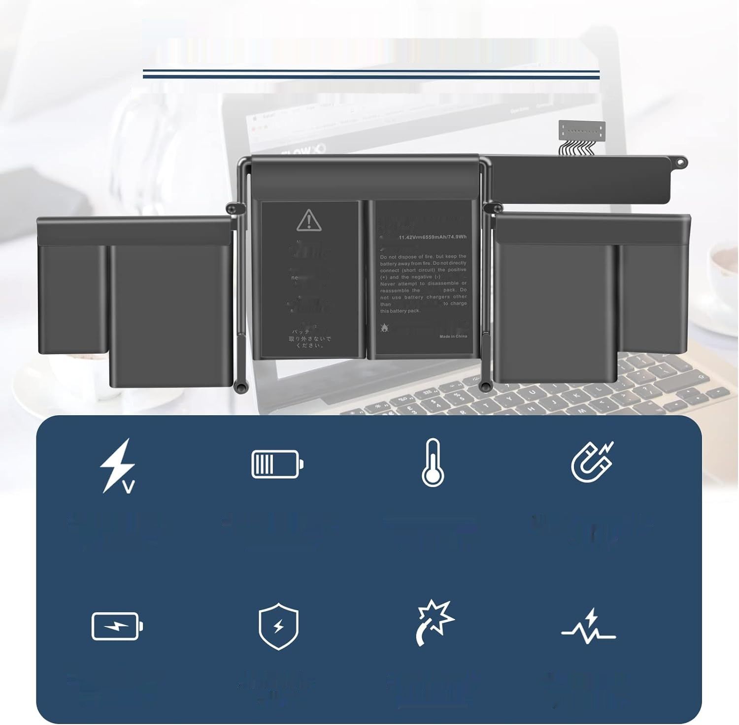 ARyee A1582 Bateria Kompatybilna z MacBook Pro 13 Cala A1502 Retina.