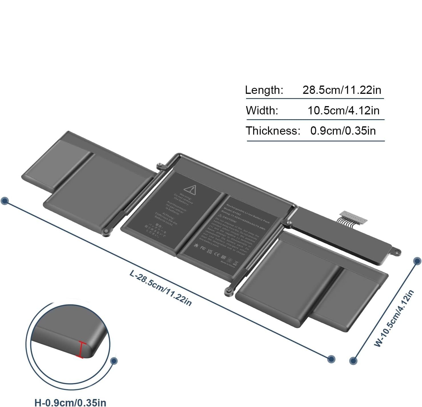 ARyee A1582 Bateria Kompatybilna z MacBook Pro 13 Cala A1502 Retina.