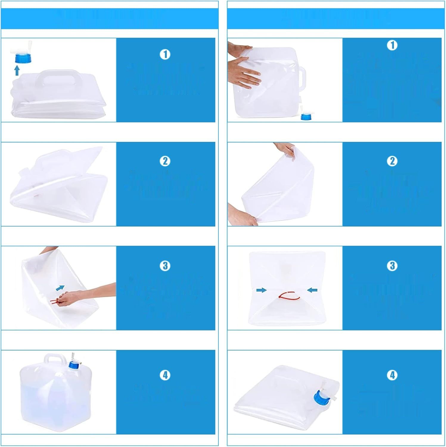 Niaetuto 4 x 10 L Kanister na wodę, składany, kranik, BPA-free