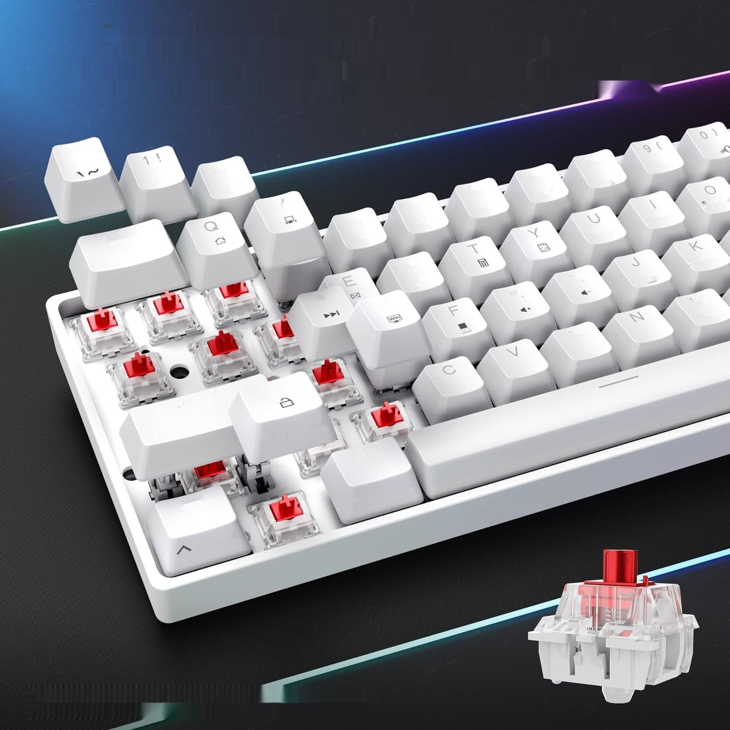 Klawiatura Dierya DK61se, 60%, czerwony przełącznik, Anti-Ghosting, USB-C