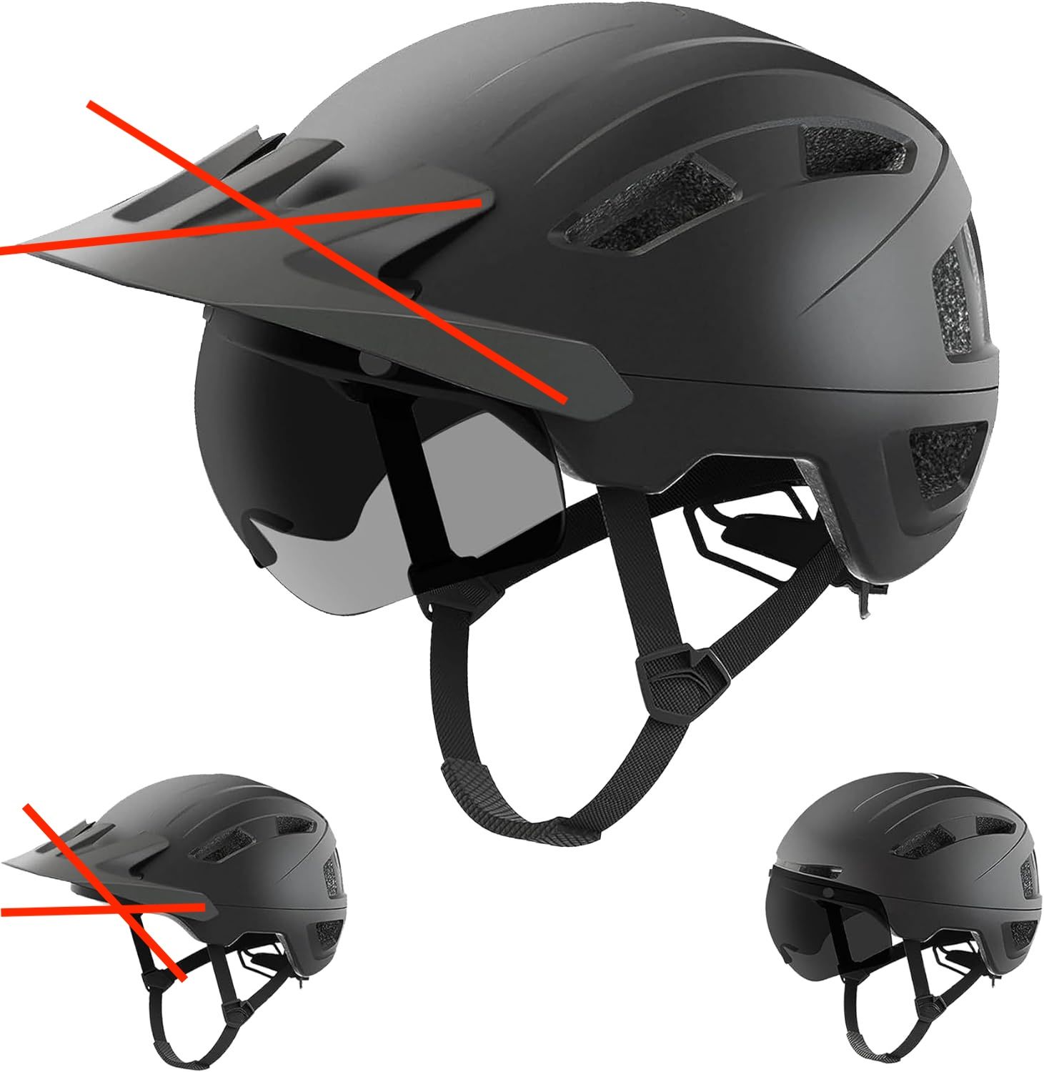 Kask rowerowy M Visor z magnetyczną szybą i osłoną przeciwsłoneczną.
