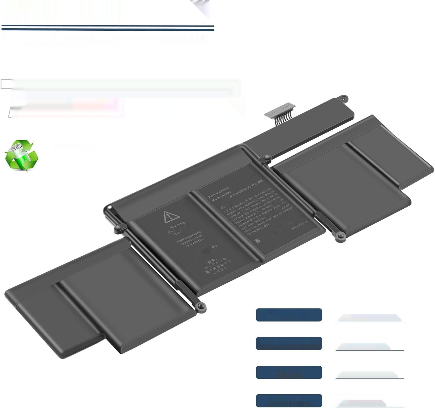 ARyee A1582 Bateria Kompatybilna z MacBook Pro 13 Cala A1502 Retina.