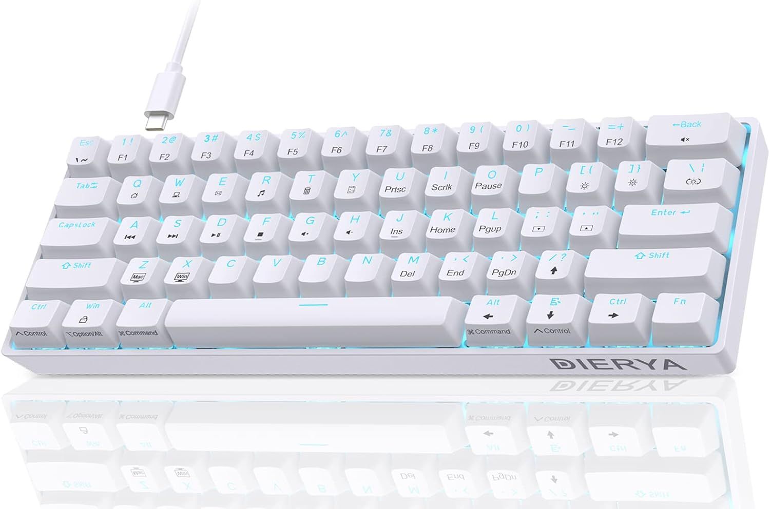 Klawiatura Dierya DK61se, 60%, czerwony przełącznik, Anti-Ghosting, USB-C