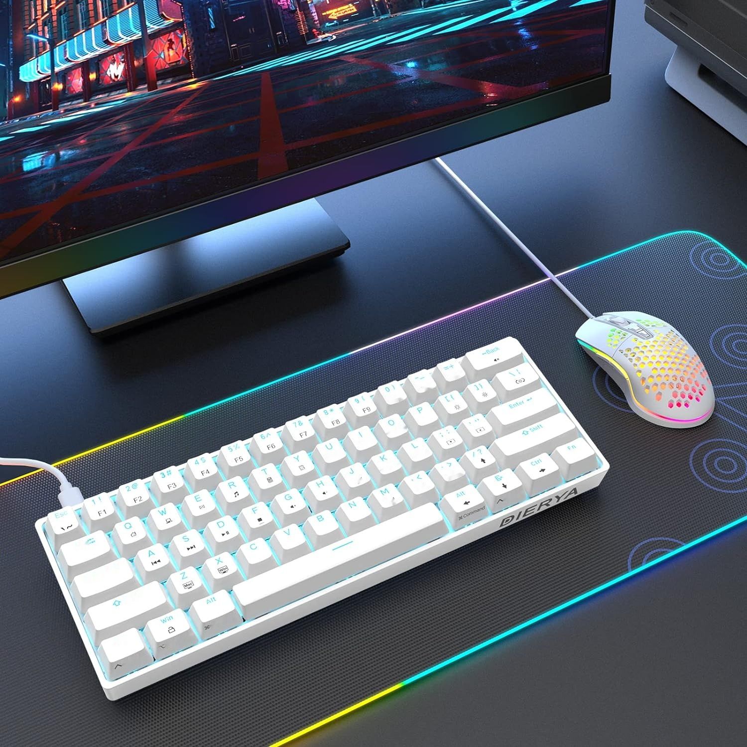 Klawiatura Dierya DK61se, 60%, brązowy przełącznik, 61 klawiszy, USB-C