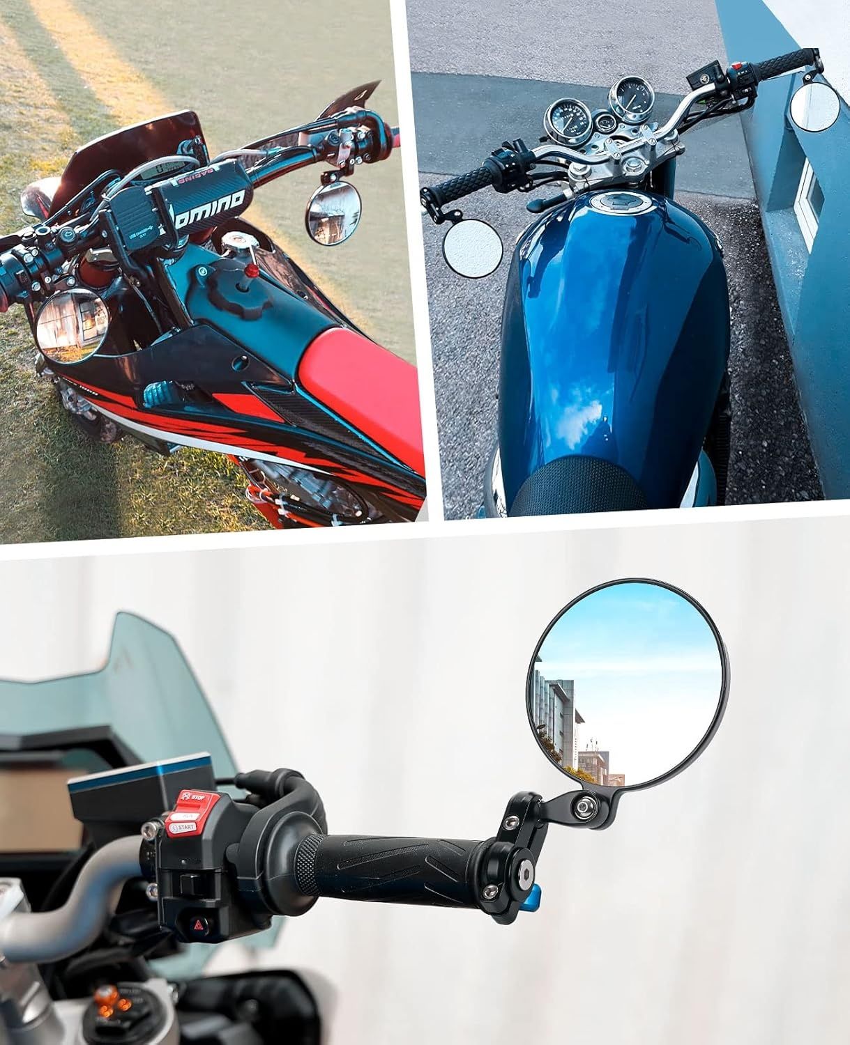 Lusterko motocyklowe CNC, obrotowe 360°, testowane E24, 7/8 cala, ATV, MT07.