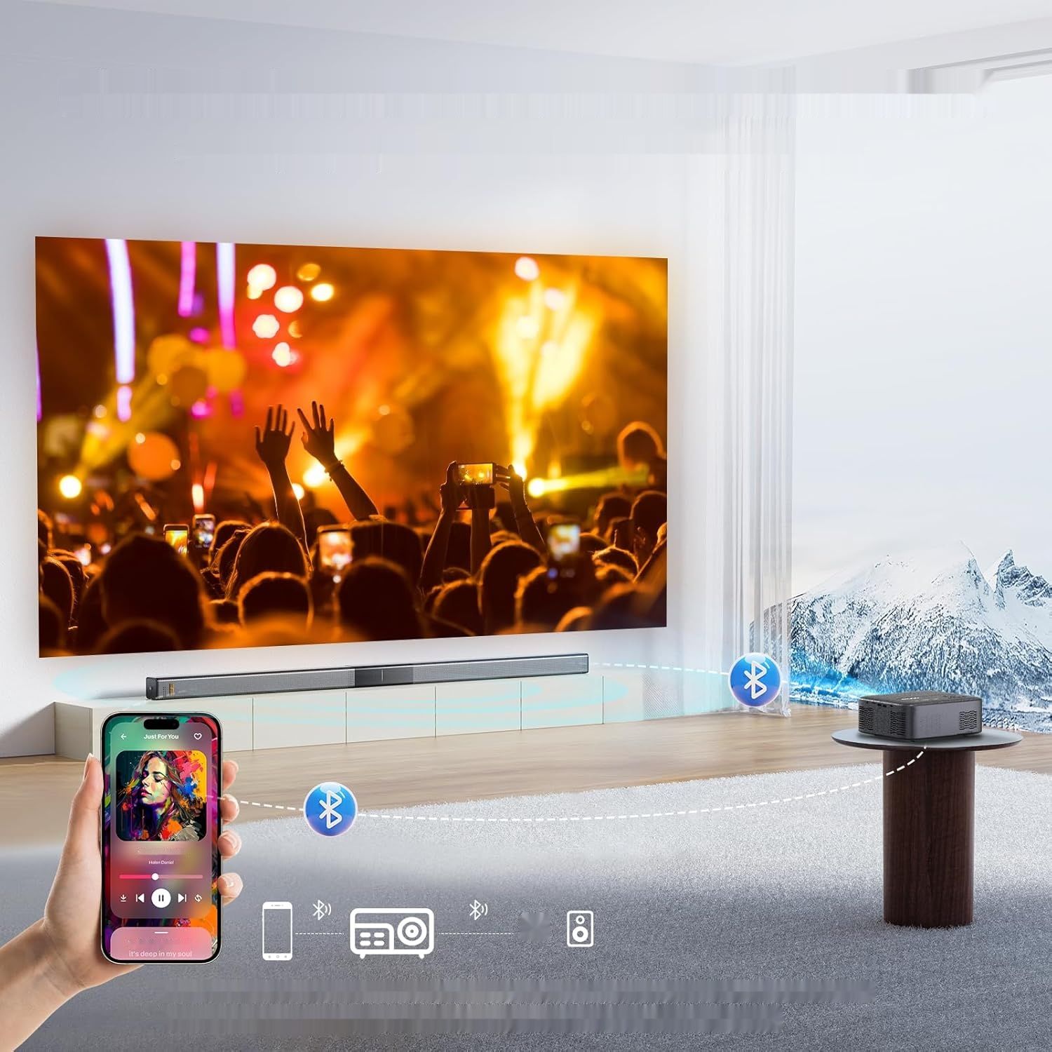 Projektor 4K 20000L 600ANSI 5G WiFi Bluetooth 1080P HD 300&quot; Elektryczny.