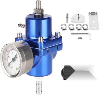 Uniwersalny regulator ciśnienia FPR, aluminiowy, 0-140 psi (Niebieski)
