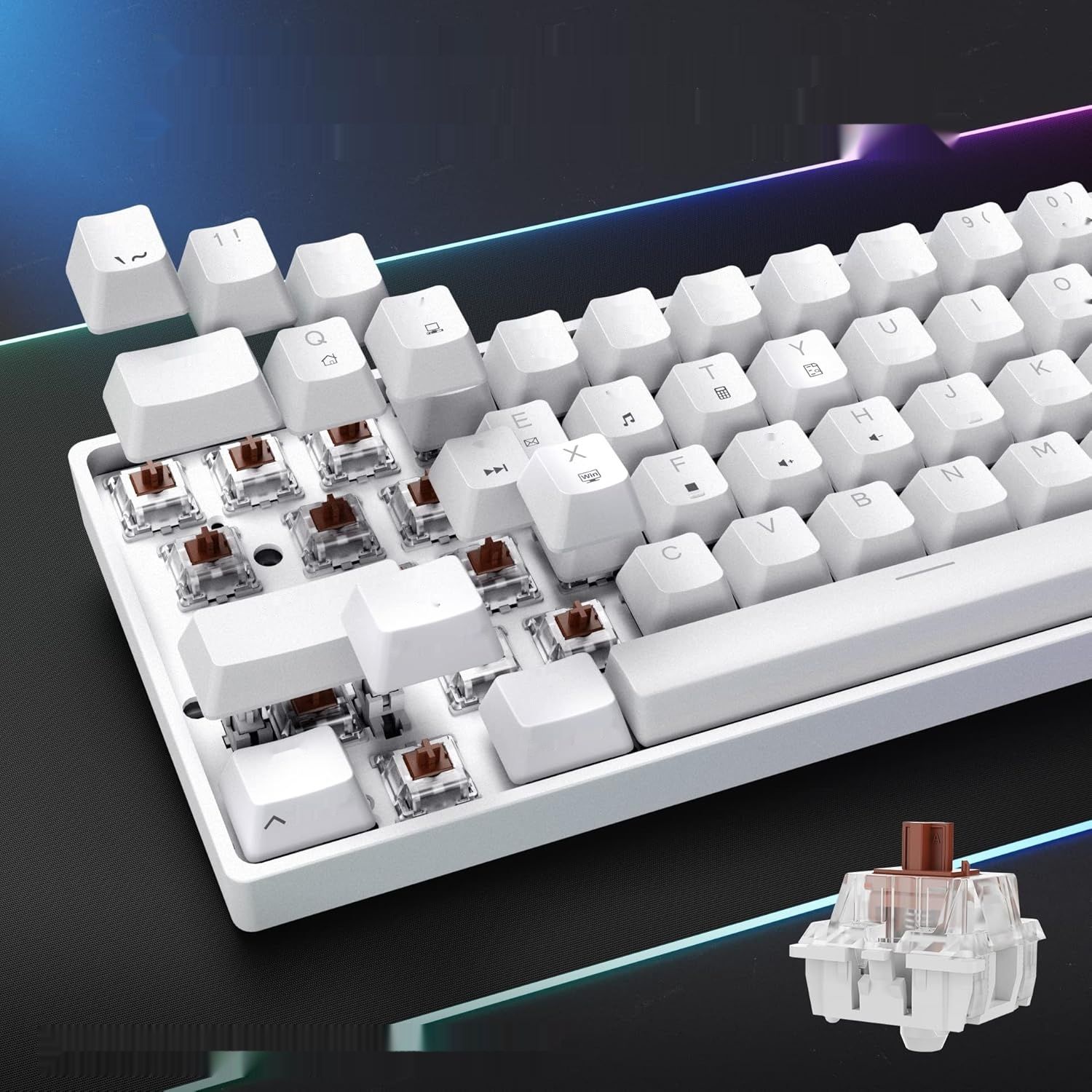 Klawiatura Dierya DK61se, 60%, brązowy przełącznik, 61 klawiszy, USB-C