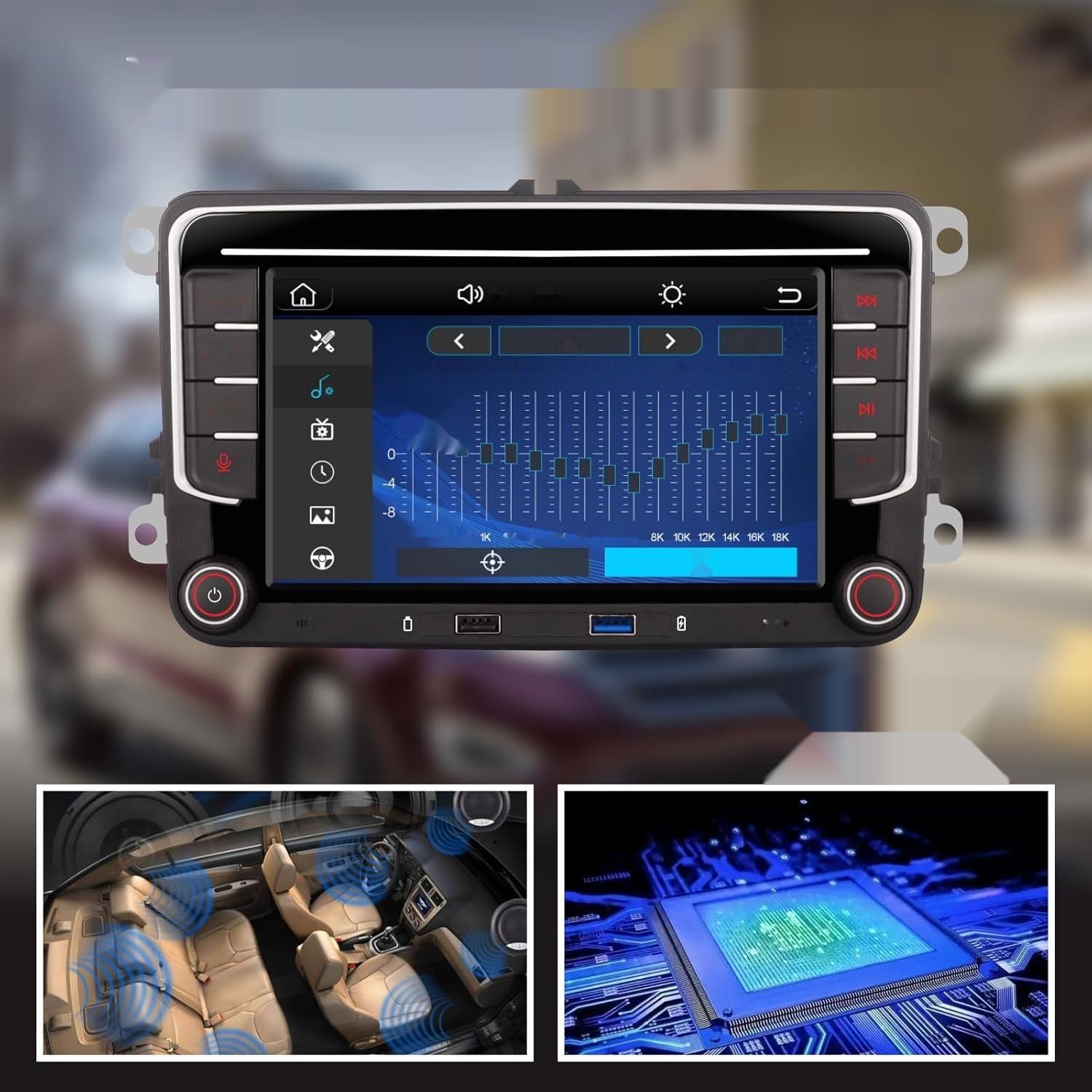YZKONG Radio Samochodowe z Bezprzewodowym Carplay, model VW Passat/Golf.
