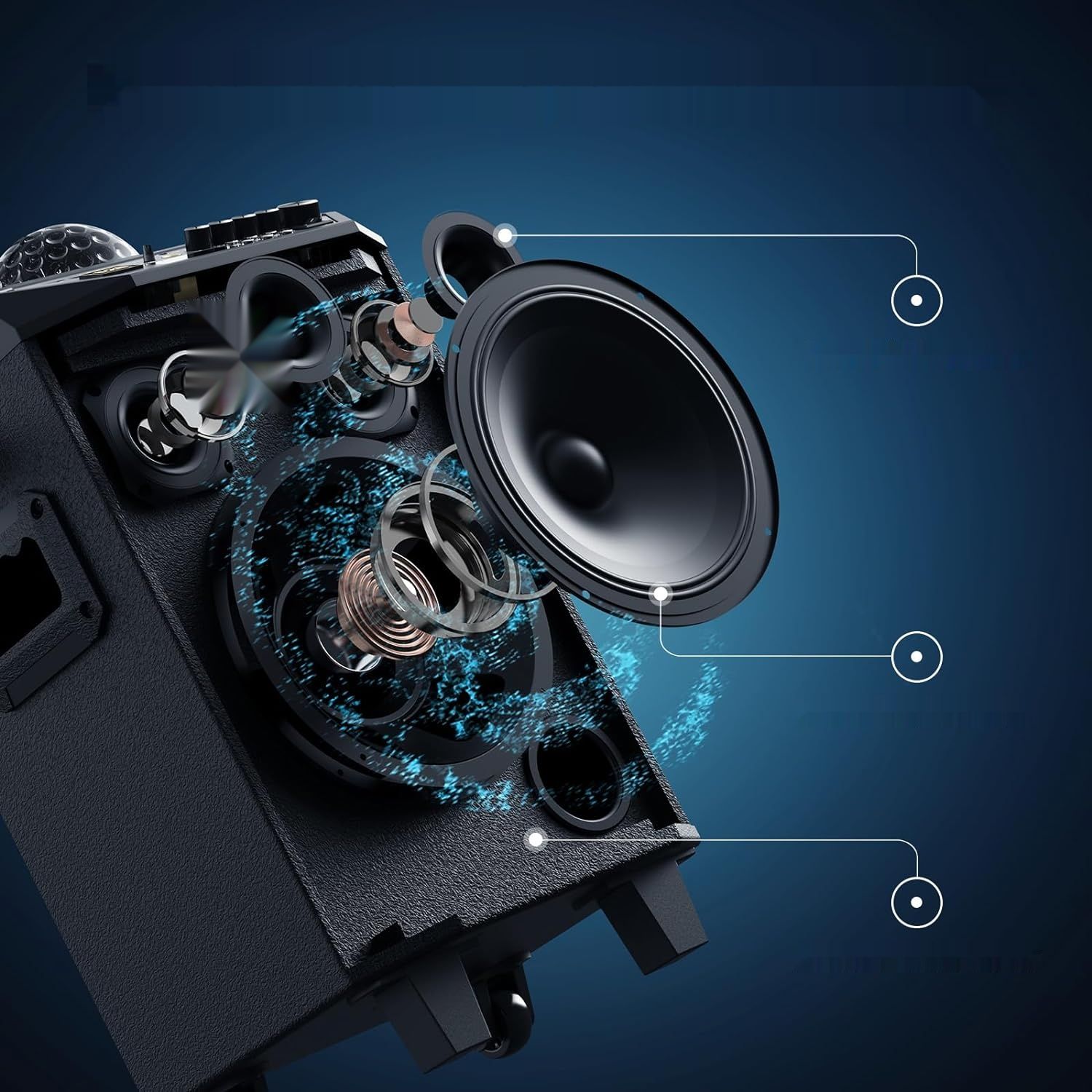 TONOR System PA K20 z 2 mikrofonami Bluetooth i kulą dyskotekową.