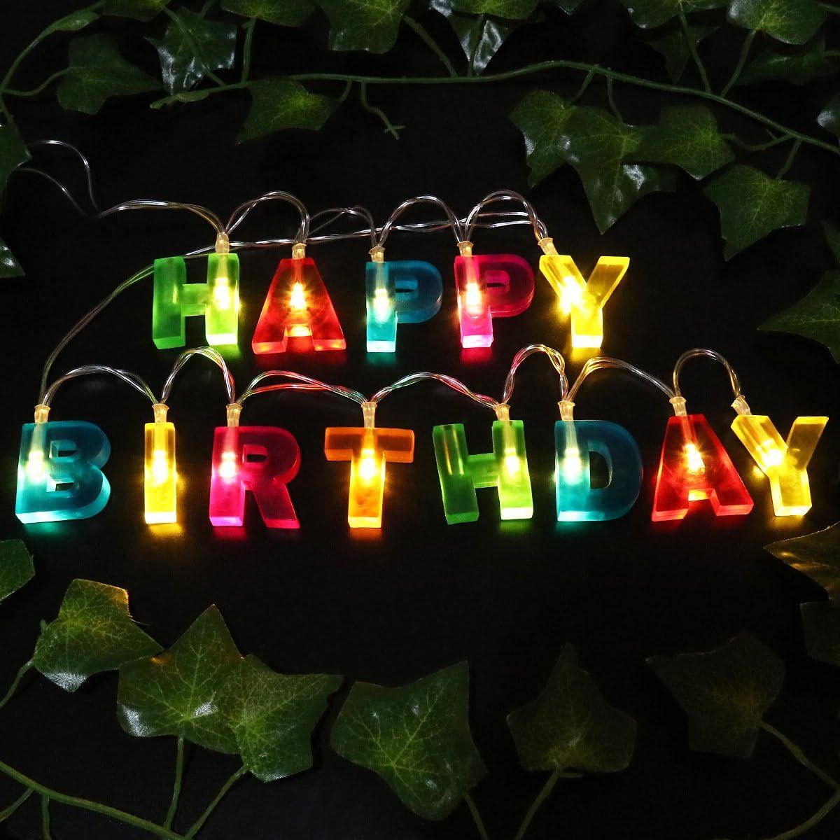 LEDMOMO Happy Birthday Lights, 13 LED diod, zasilany bateriami, wielokolorowy