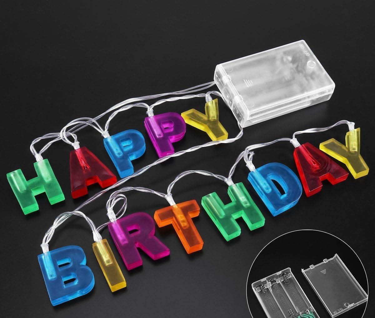 LEDMOMO Happy Birthday Lights, 13 LED diod, zasilany bateriami, wielokolorowy