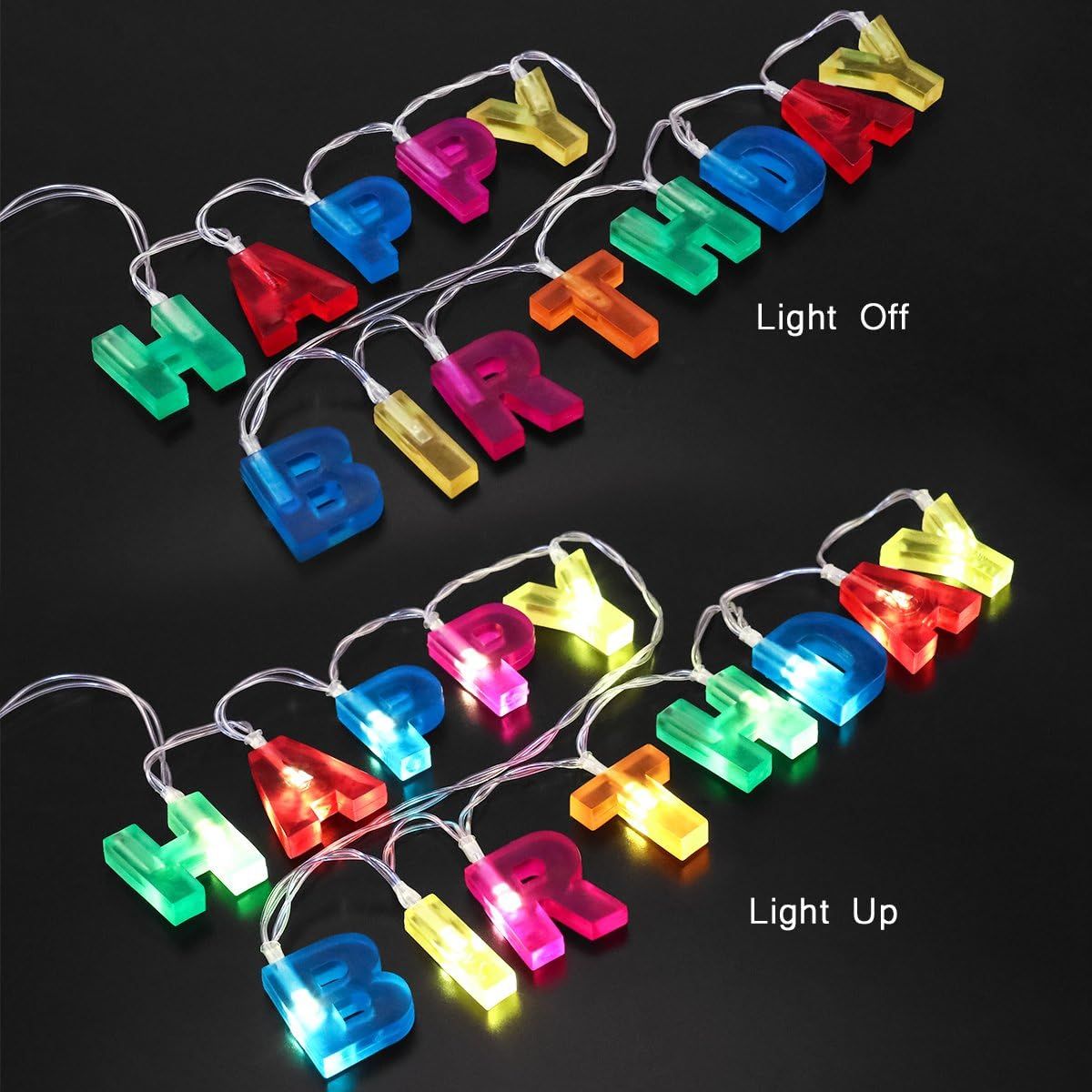 LEDMOMO Happy Birthday Lights, 13 LED diod, zasilany bateriami, wielokolorowy