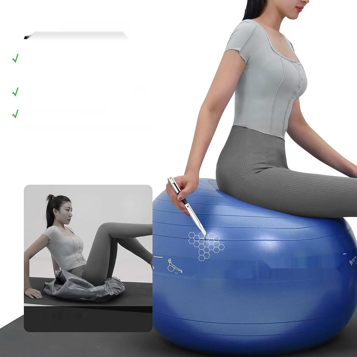 Piłka gimnastyczna PROIRON do ćwiczeń z pompką, antywybuchowa 55 cm
