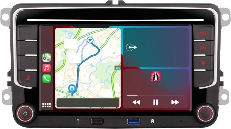 YZKONG Radio Samochodowe z Bezprzewodowym Carplay, model VW Passat/Golf.