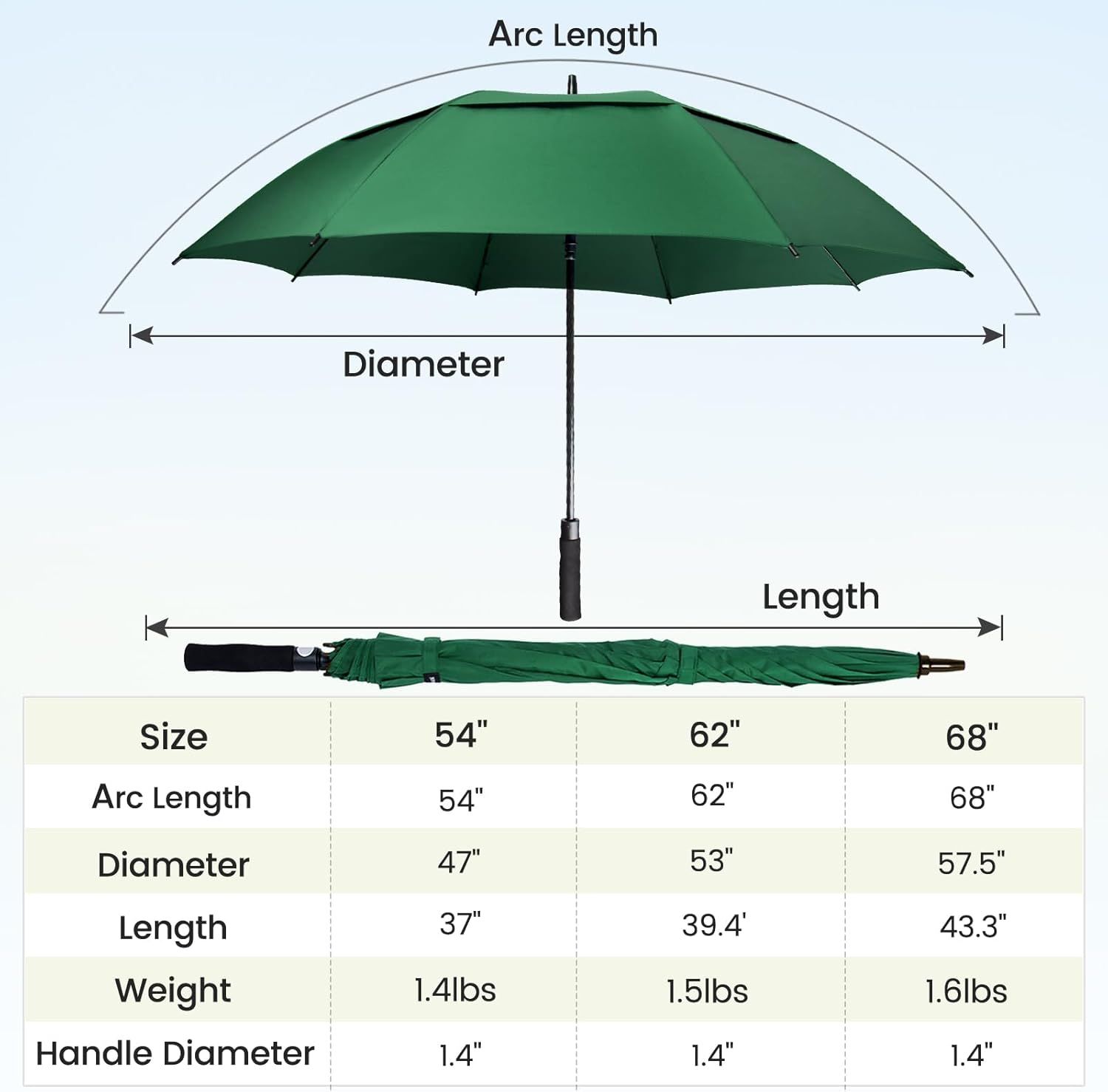 NINEMAX Parasol Golfowy L/XL/XXL Wiatroodporny Automatyczny