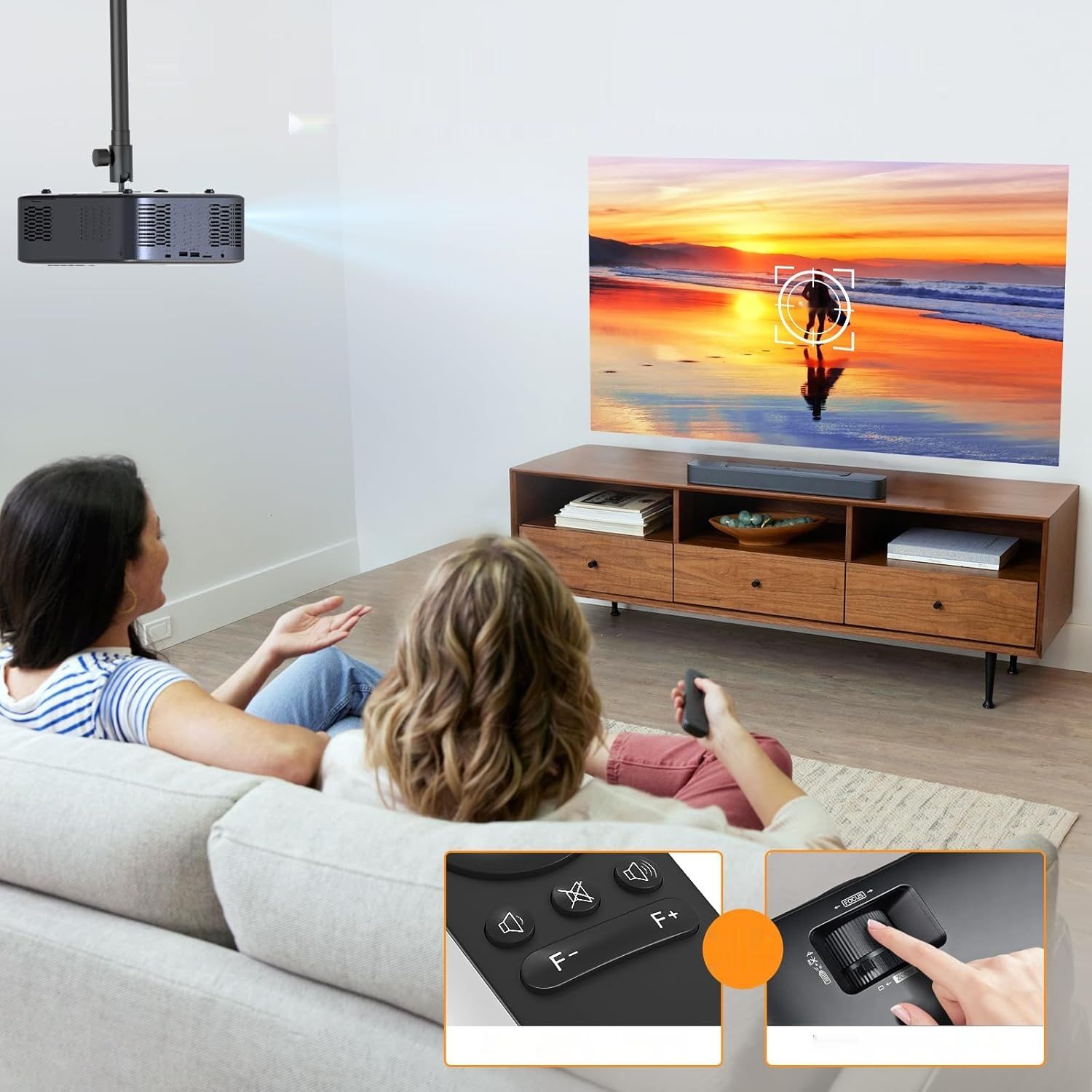 Projektor 4K 20000L 600ANSI 5G WiFi Bluetooth 1080P HD 300&quot; Elektryczny.