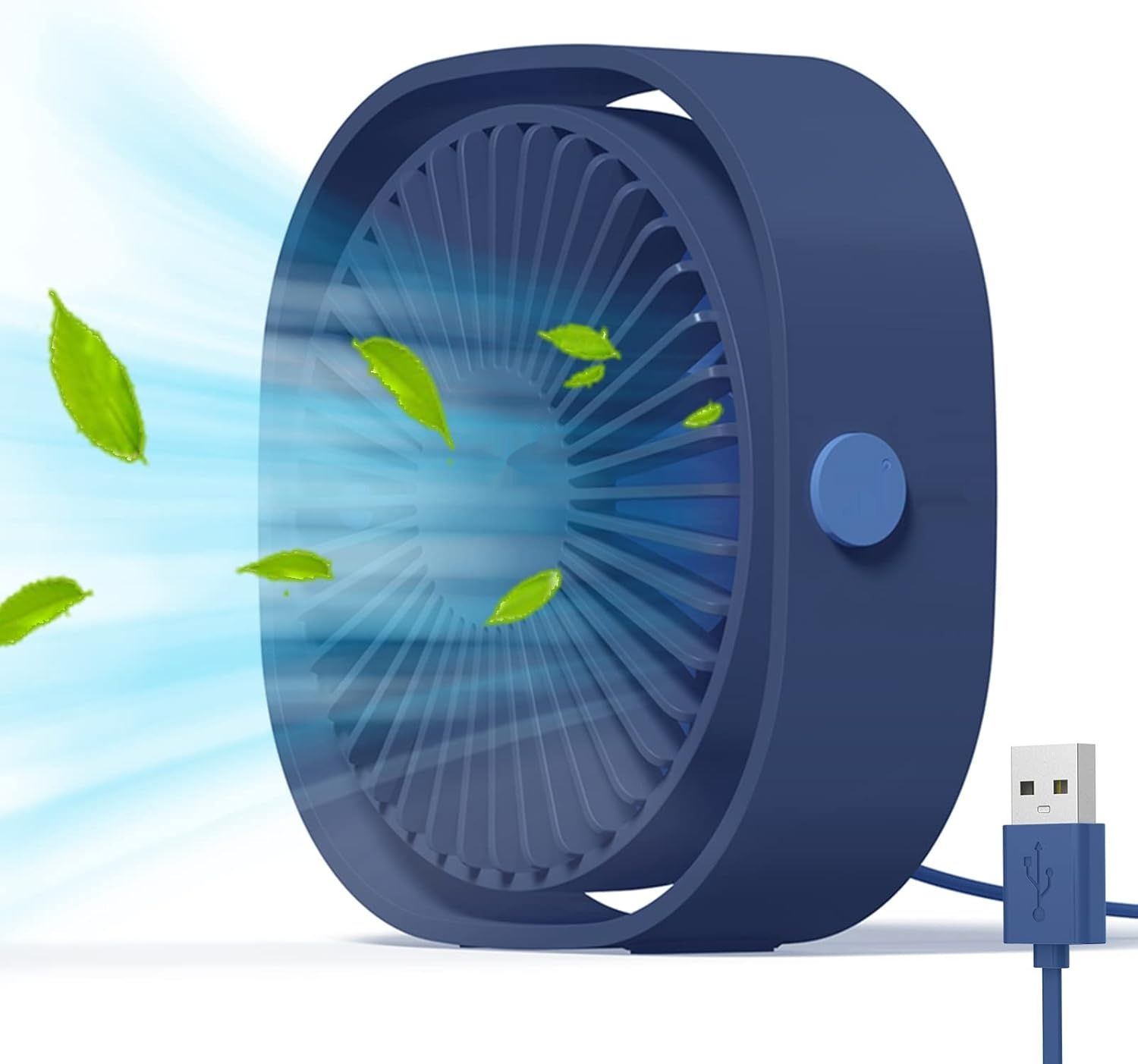 Simpeak USB Wentylator, Mini USB, 3 Prędkości, 360° Obrót - Biały/Niebieski