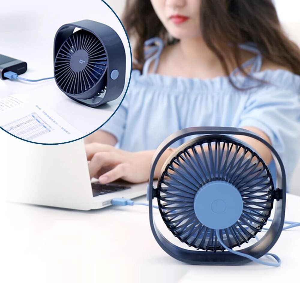 Simpeak USB Wentylator, Mini USB, 3 Prędkości, 360° Obrót - Biały/Niebieski