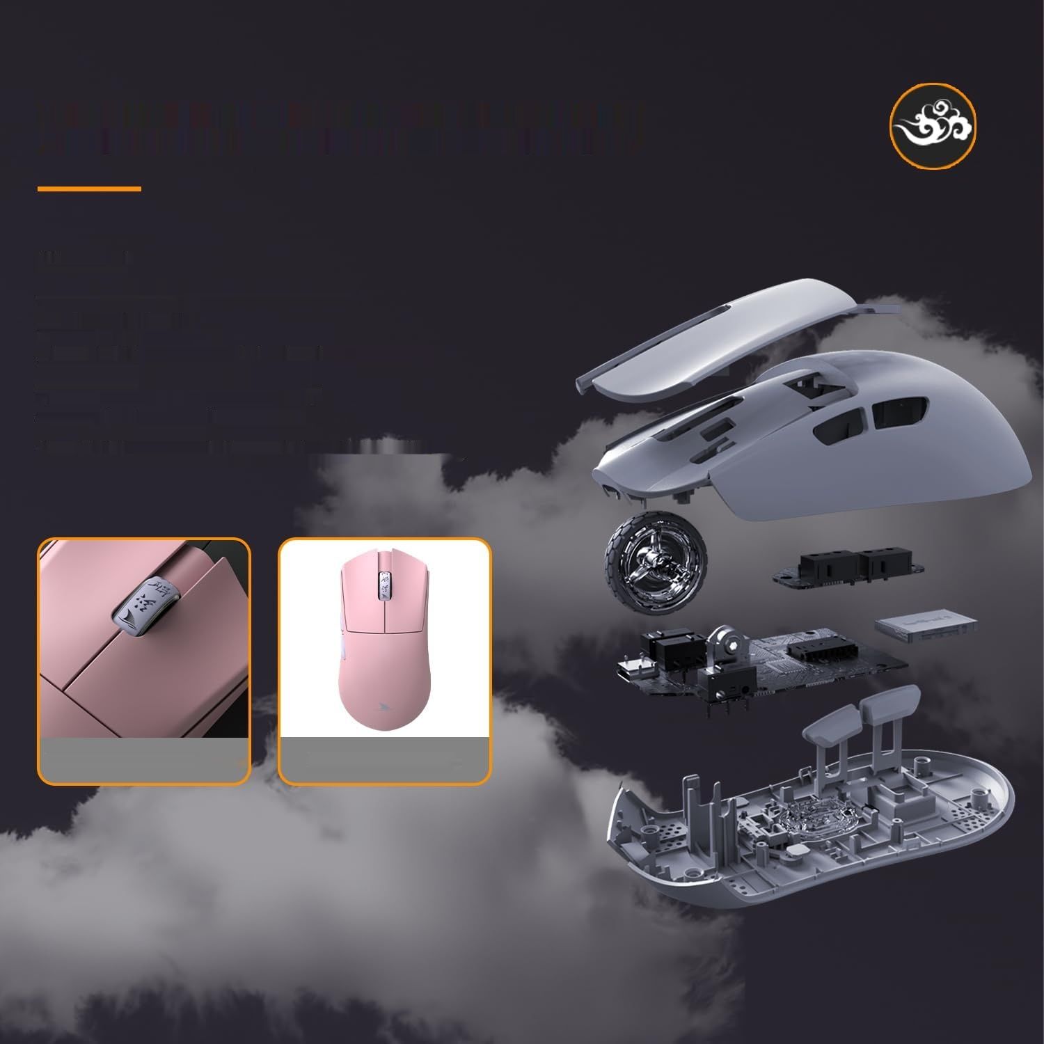 Darmoshark M3SPRO Mysz, 2.4G/USB-C/Bluetooth, 26KDPI, PAW3395, 54g, 5 przyciski