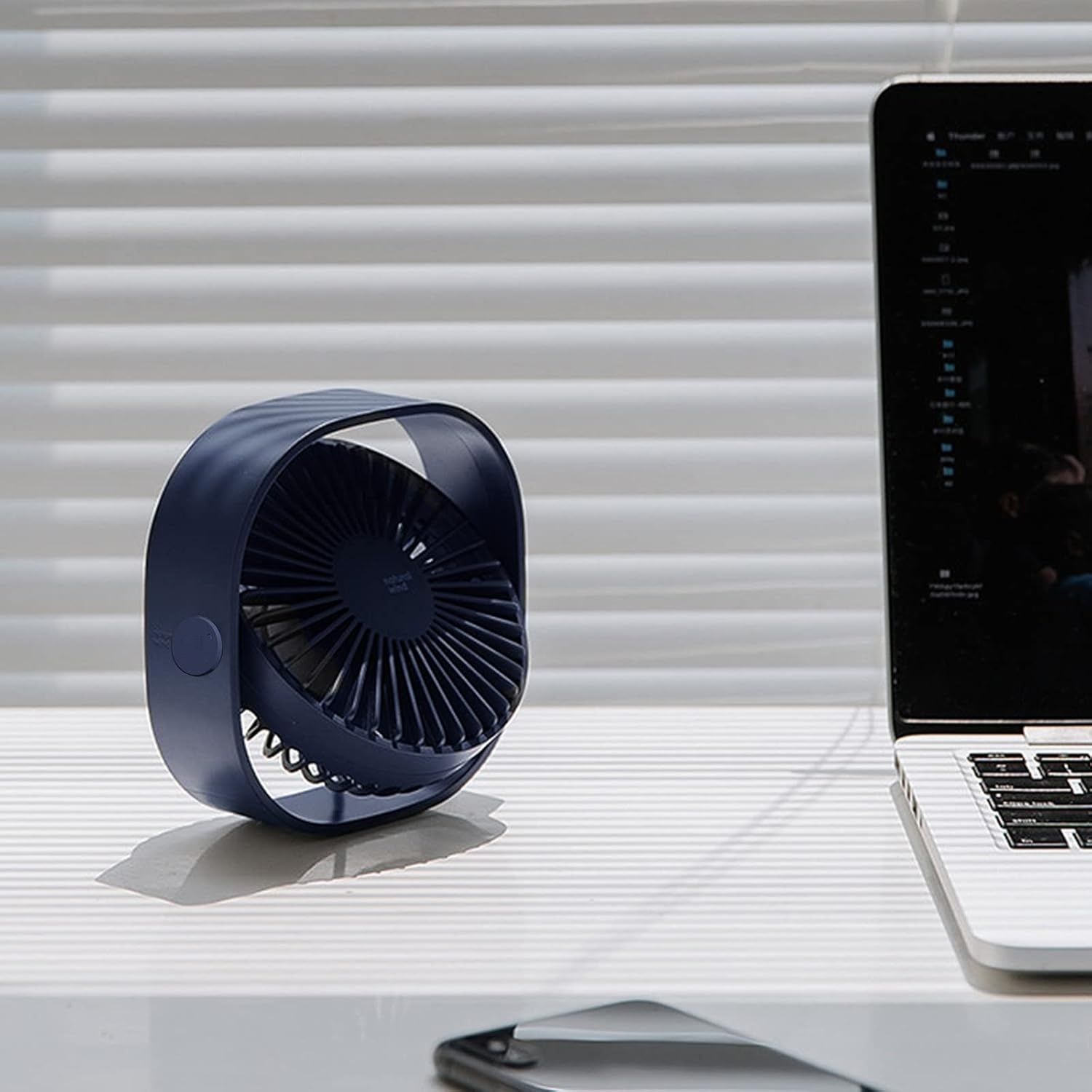 Simpeak Mini-Wentylator USB, 3 prędkości, 360° regulacja, ciemnoniebieski