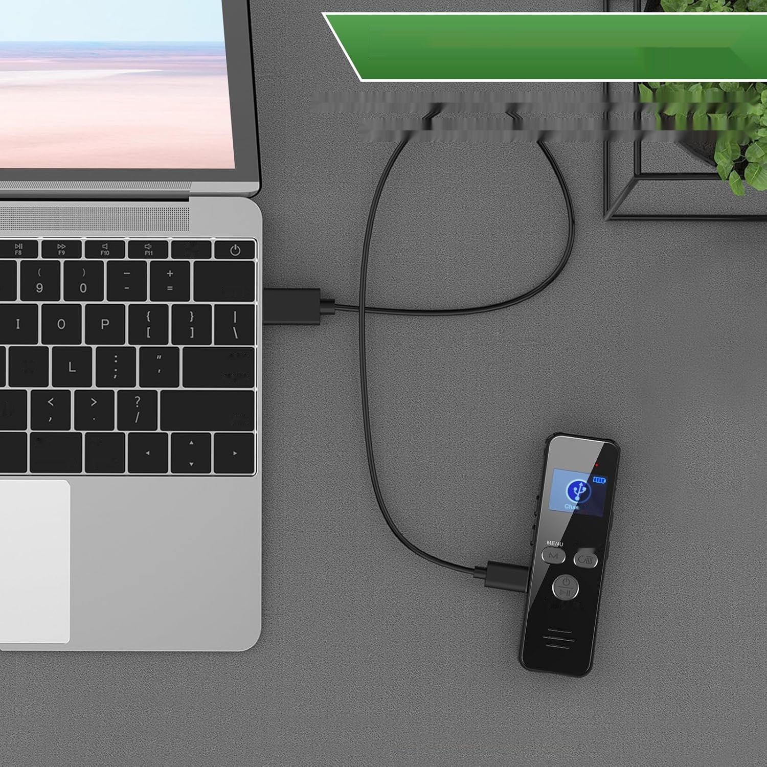 Howabo Dyktafon 60H, 128 GB, 1536 kbps, rozpoznawanie mowy, USB C