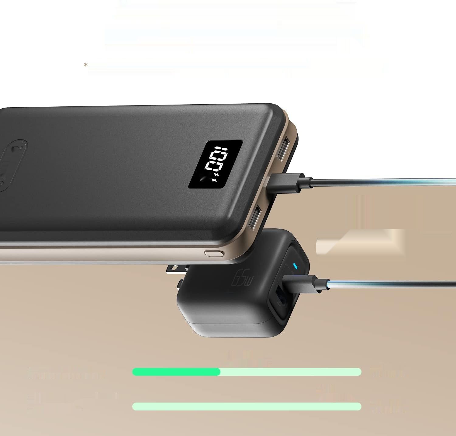 imuto Powerbank PD 65W 27000mAh z szybkim ładowaniem 3.0 kompatybilny z laptopami MacBook Pro/Air, Dell, Surface Go, Lenovo, iPhone 14, Huawei, Samsung, Tablet, Steam.