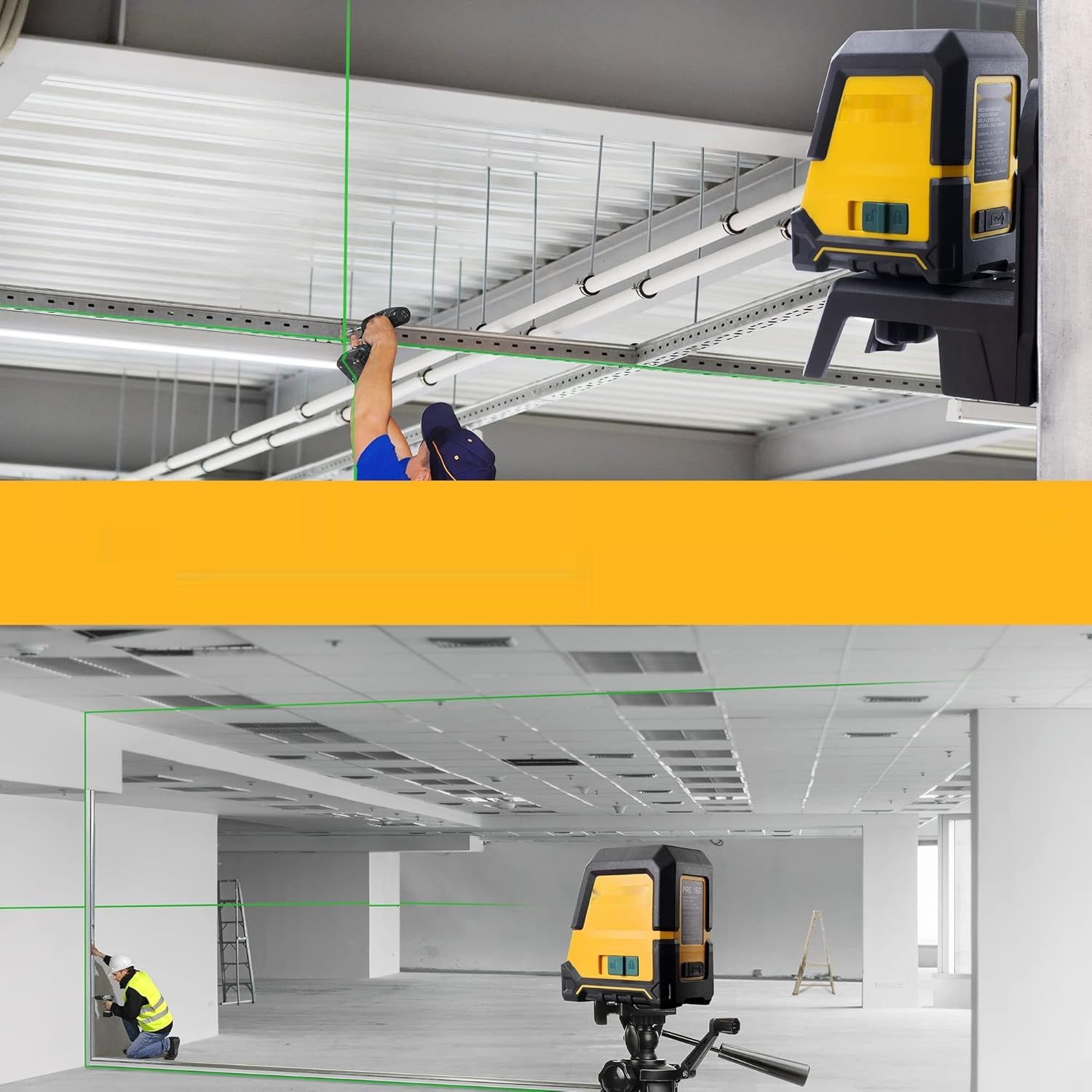 PREXISO Zielony Laser Krzyżowy 30m, Samopoziomujący Laser Liniowy