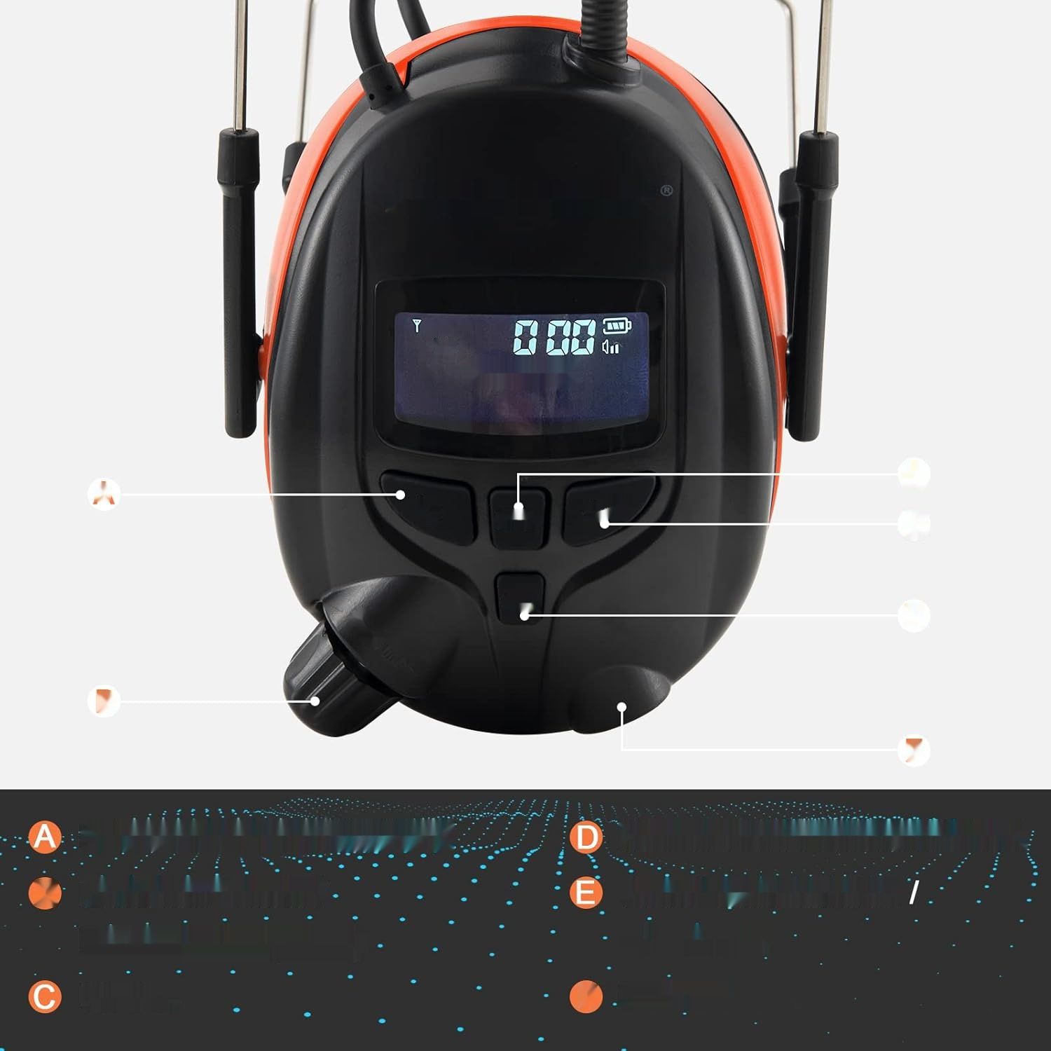 PROTEAR nauszniki ochronne z radiem DAB/DAB+/FM/Bluetooth 5.3, słuchawki bezprzewodowe