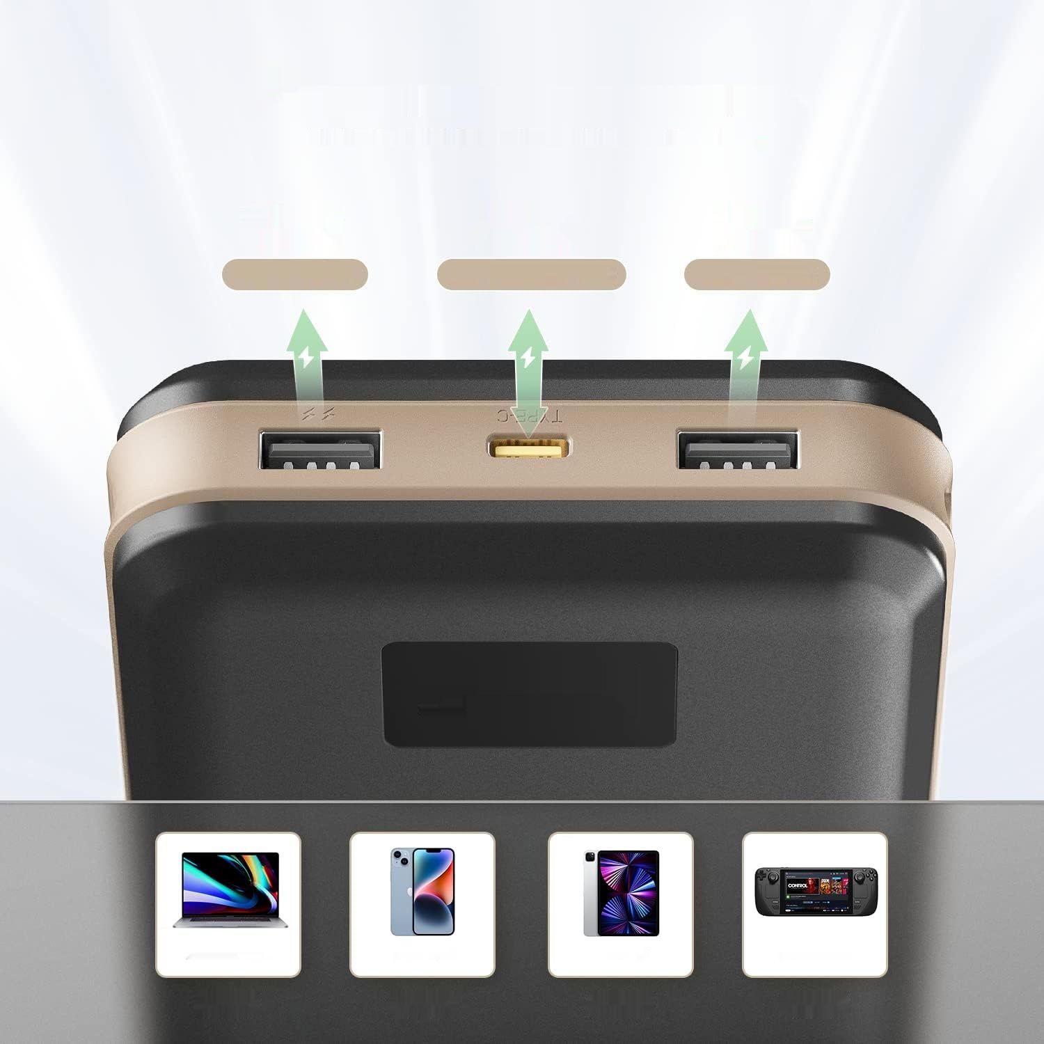 imuto Powerbank PD 65W 27000mAh z szybkim ładowaniem 3.0 kompatybilny z laptopami MacBook Pro/Air, Dell, Surface Go, Lenovo, iPhone 14, Huawei, Samsung, Tablet, Steam.