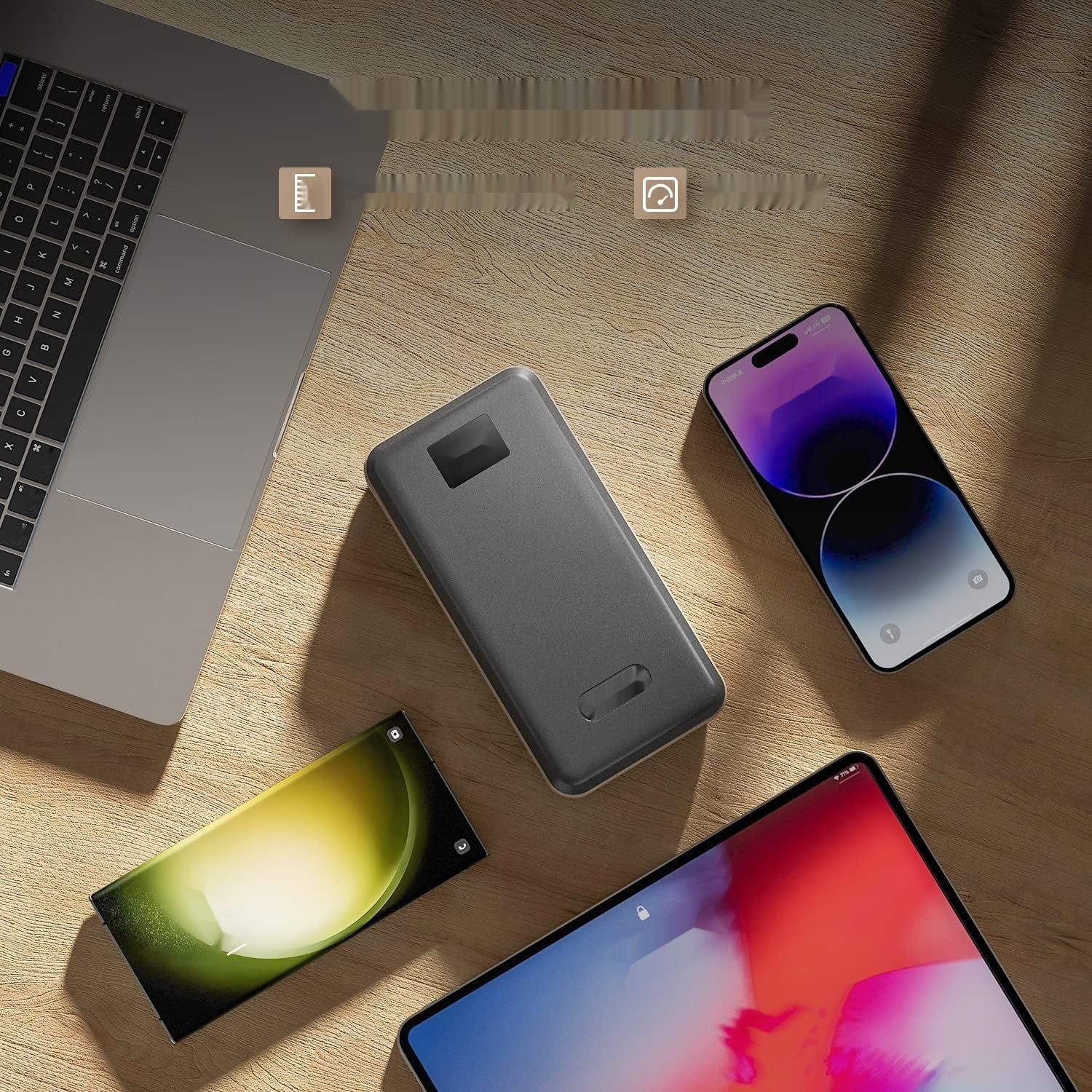 imuto Powerbank PD 65W 27000mAh z szybkim ładowaniem 3.0 kompatybilny z laptopami MacBook Pro/Air, Dell, Surface Go, Lenovo, iPhone 14, Huawei, Samsung, Tablet, Steam.