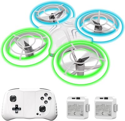 TOMZON Mini dron, niebieskie i zielone LED, quadcopter RC z 2 bateriami