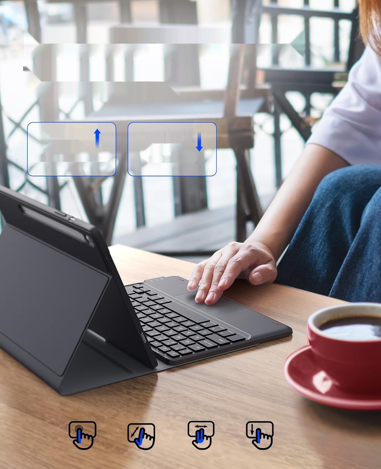 Earto Klawiatura do Samsung Galaxy Tab S9/S9 FE, Smart Touchpad, QWERTZ DE