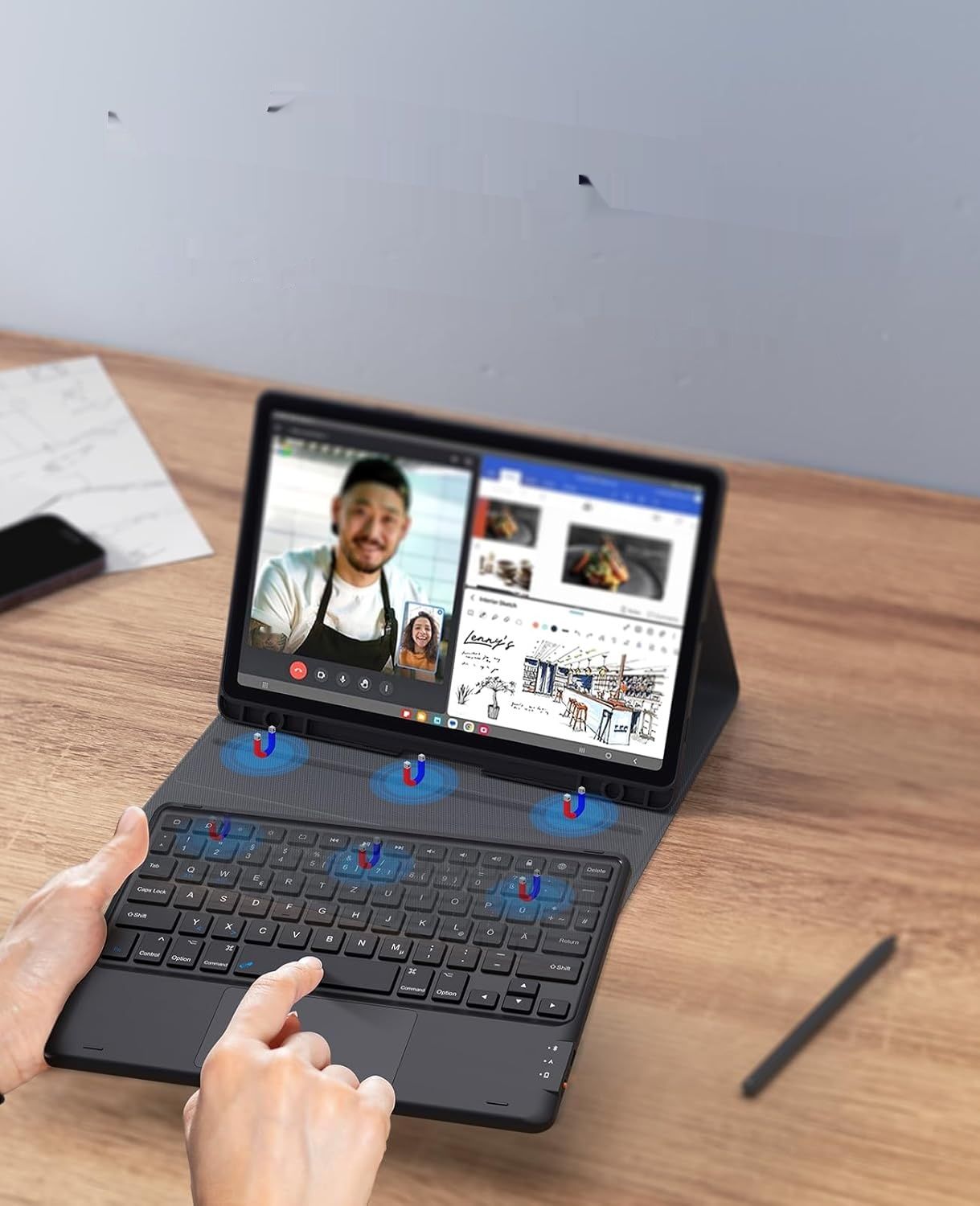 Earto Klawiatura do Samsung Galaxy Tab S9/S9 FE, Smart Touchpad, QWERTZ DE